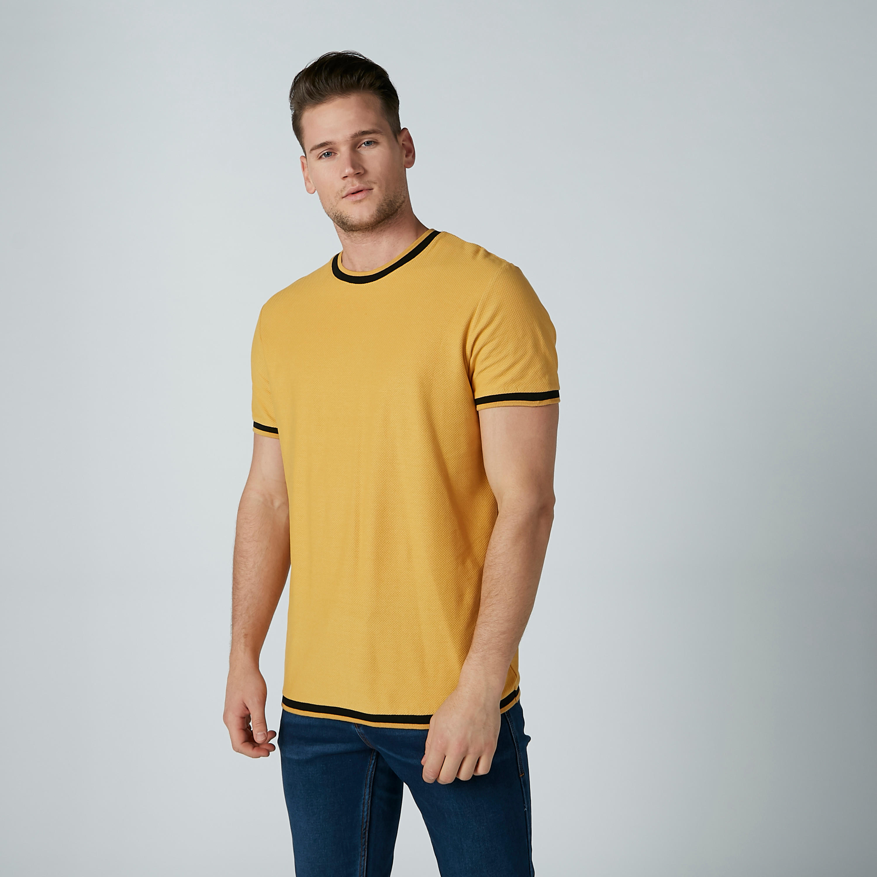 تيشيرت سادة بياقة مستديرة وأكمام قصيرة من آيكونيك-men-clothing-tshirtsandpolos-tshirts-image-4