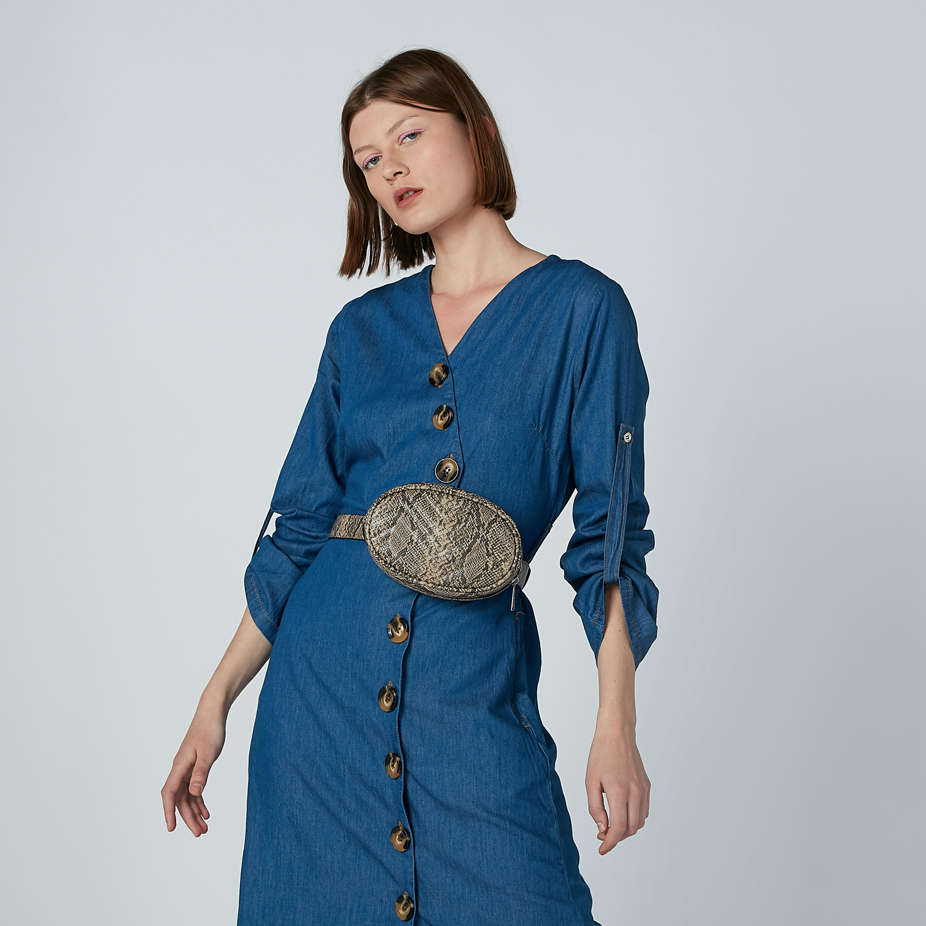 فستان قميص سادة متوسط الطول بأكمام طويلة من آيكونيك-women-clothing-dresses-image-1