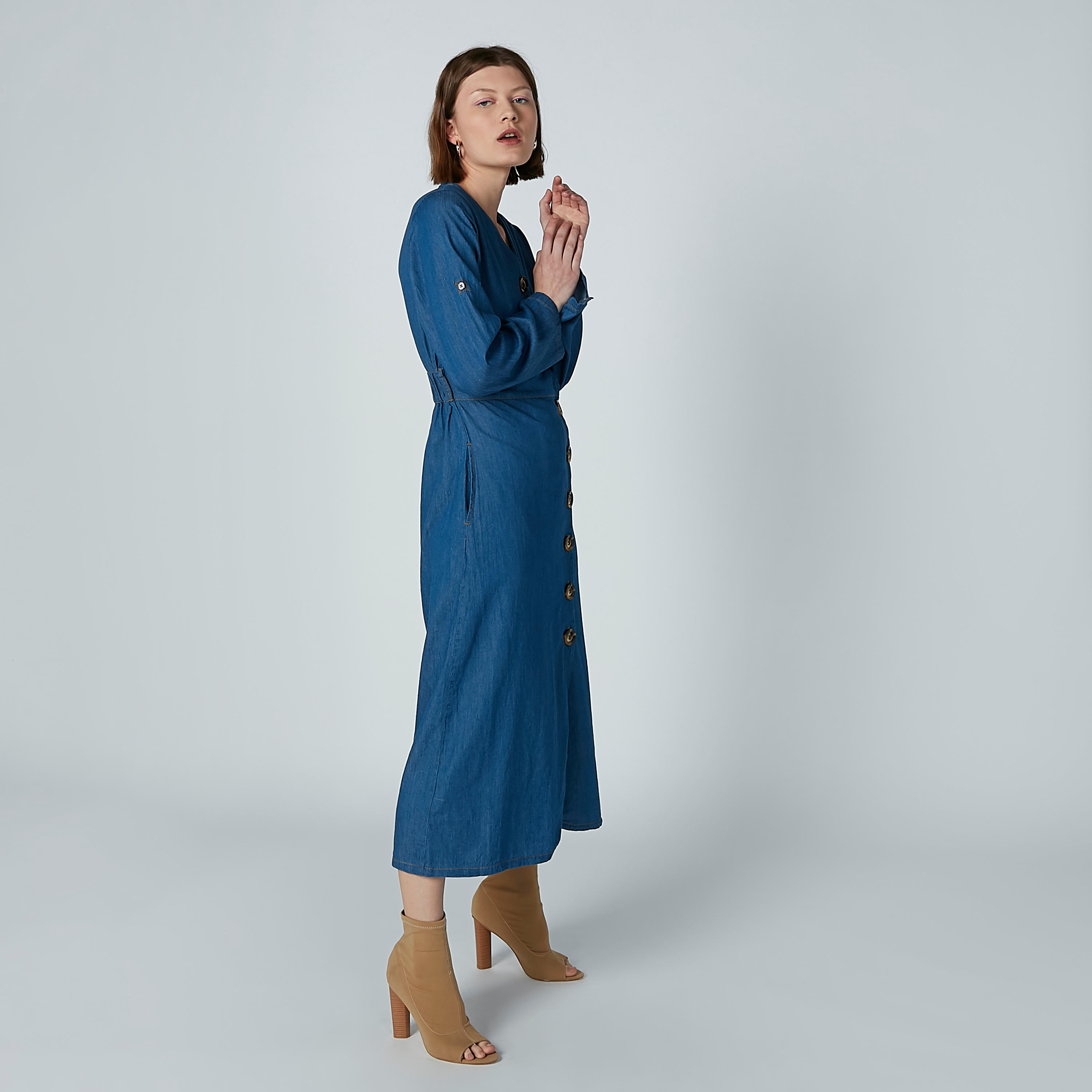فستان قميص سادة متوسط الطول بأكمام طويلة من آيكونيك-women-clothing-dresses-image-3
