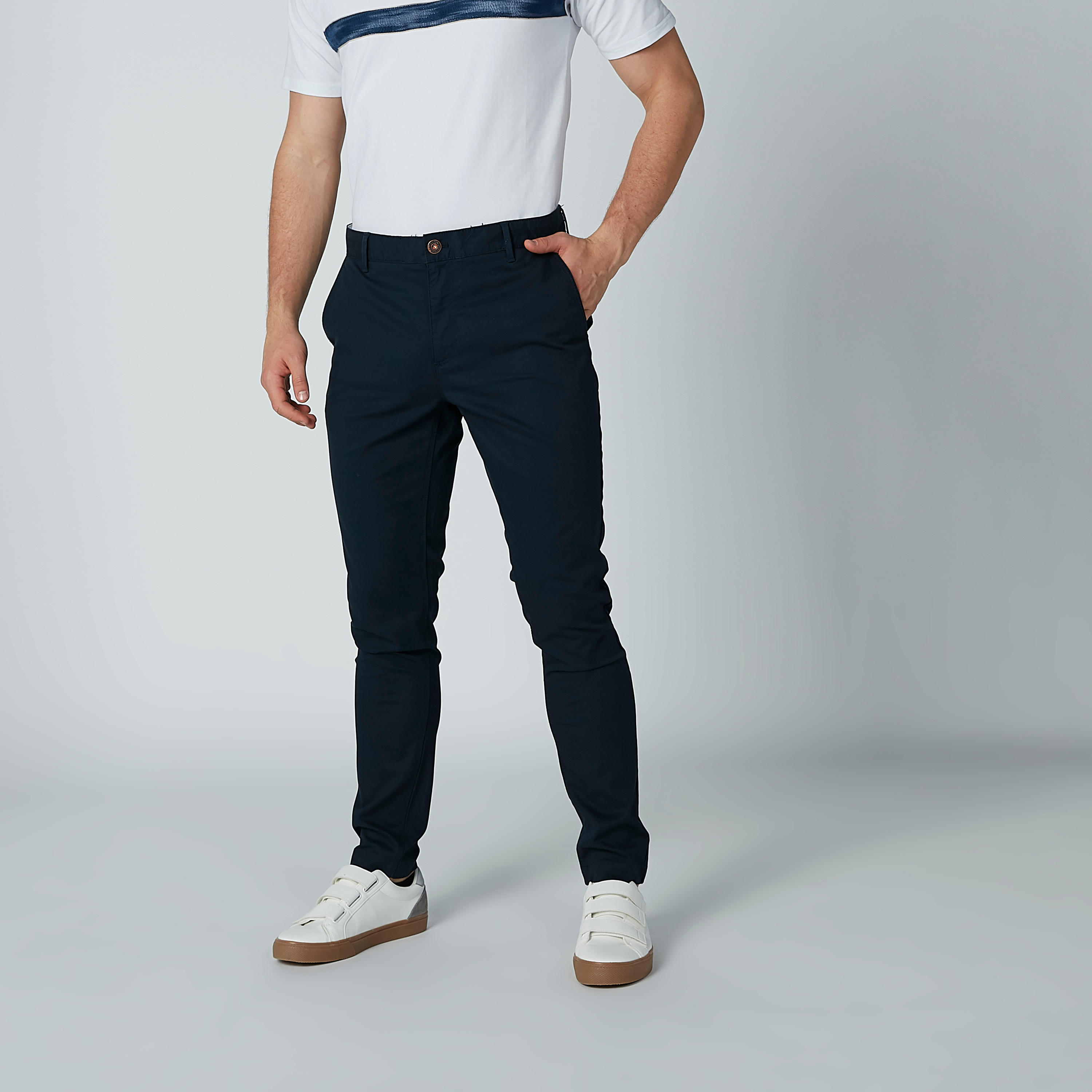 بنطال طويل بزرّ إغلاق وجيوب من آيكونيك-men-clothing-bottoms-trousersandchinos-trousers-image-1