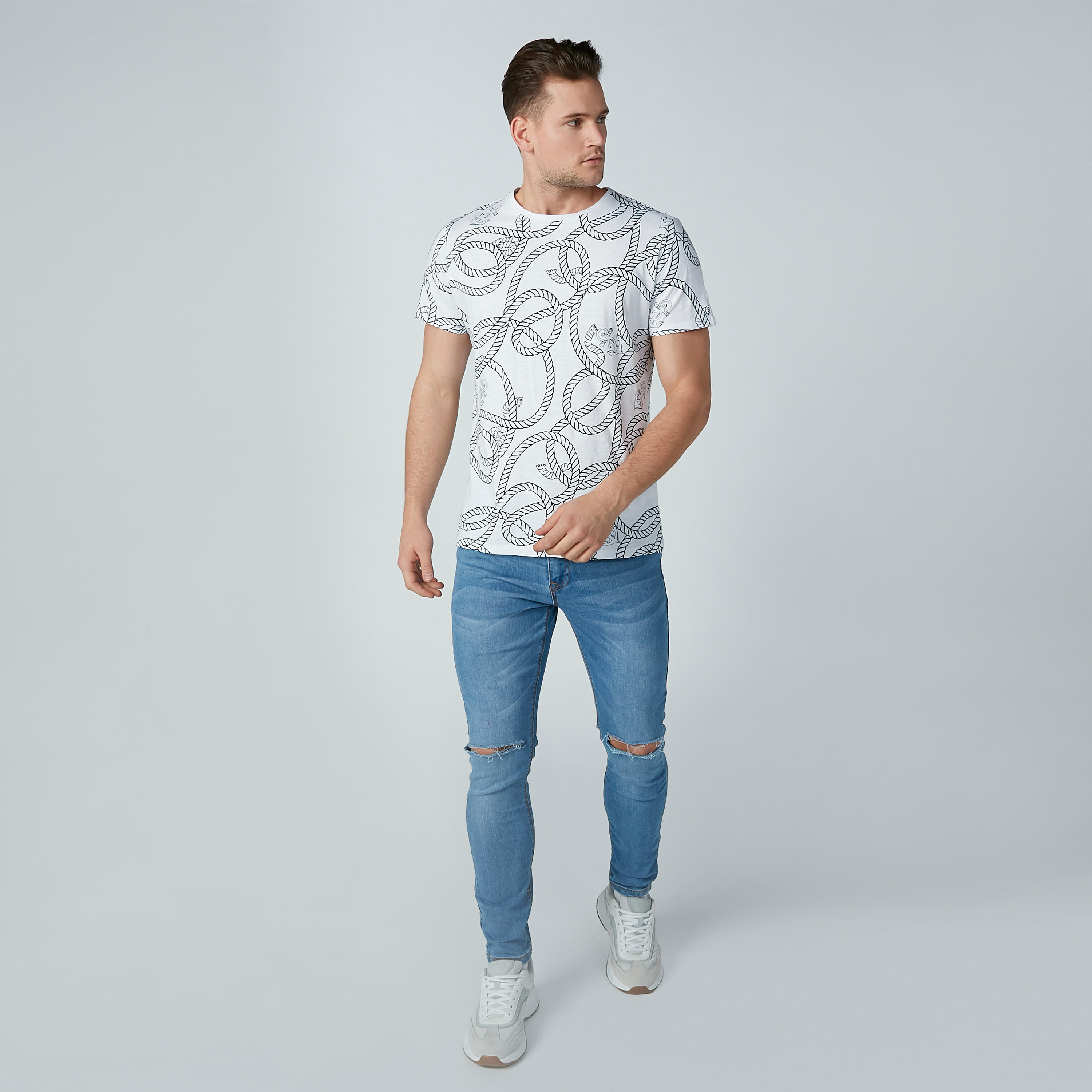 Iconic Printed T-shirt with Short Sleeves and Round Neck-men-clothing-tshirtsandpolos-tshirts-image-1