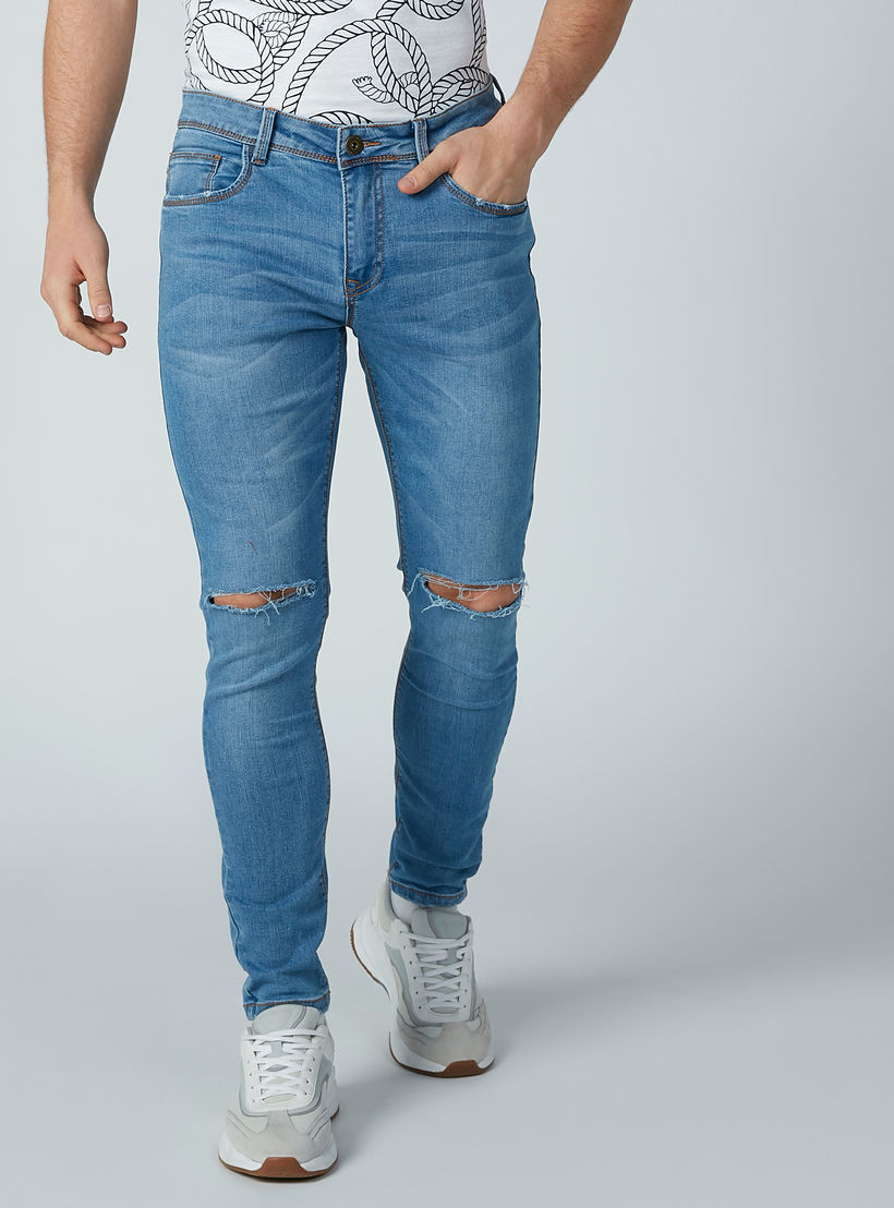 بنطال جينز مضلّع بجيوب من آيكونيك-men-clothing-bottoms-jeans-image-1