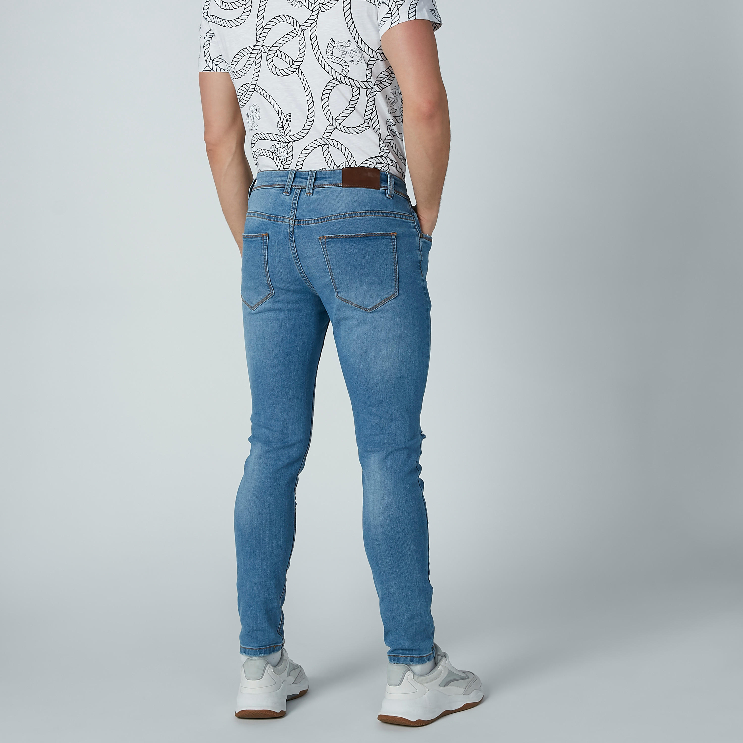 بنطال جينز مضلّع بجيوب من آيكونيك-men-clothing-bottoms-jeans-image-5