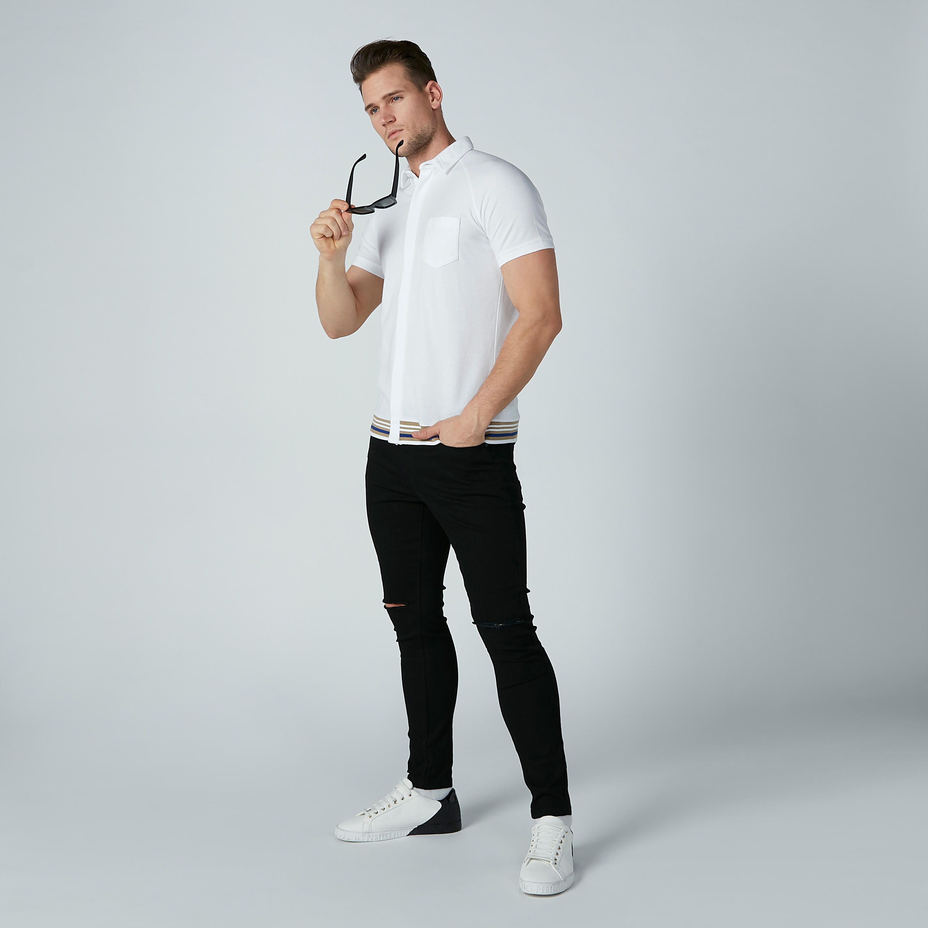 بنطال جينز مصلّع بجيوب من آيكونيك-men-clothing-bottoms-jeans-image-2