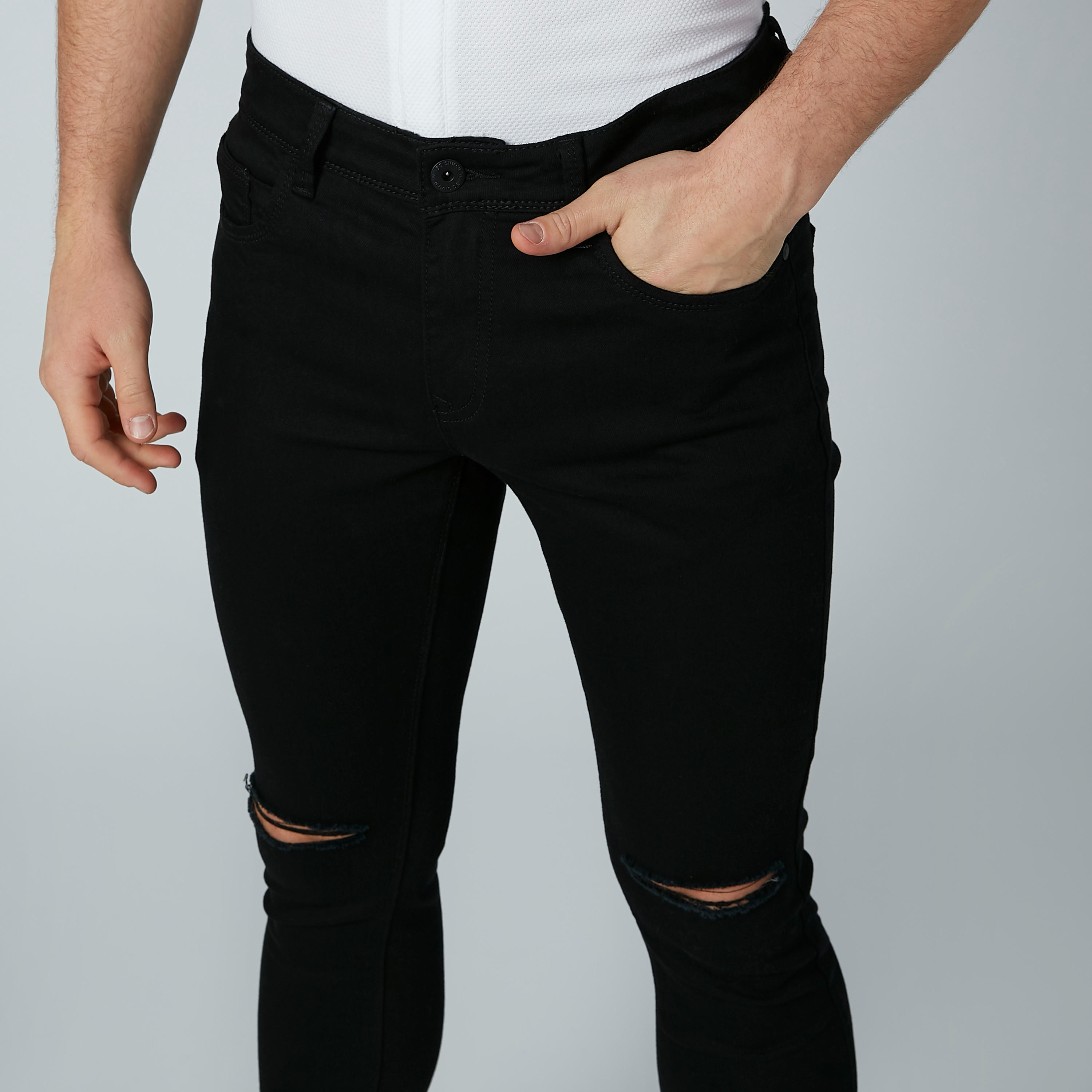 بنطال جينز مصلّع بجيوب من آيكونيك-men-clothing-bottoms-jeans-image-3