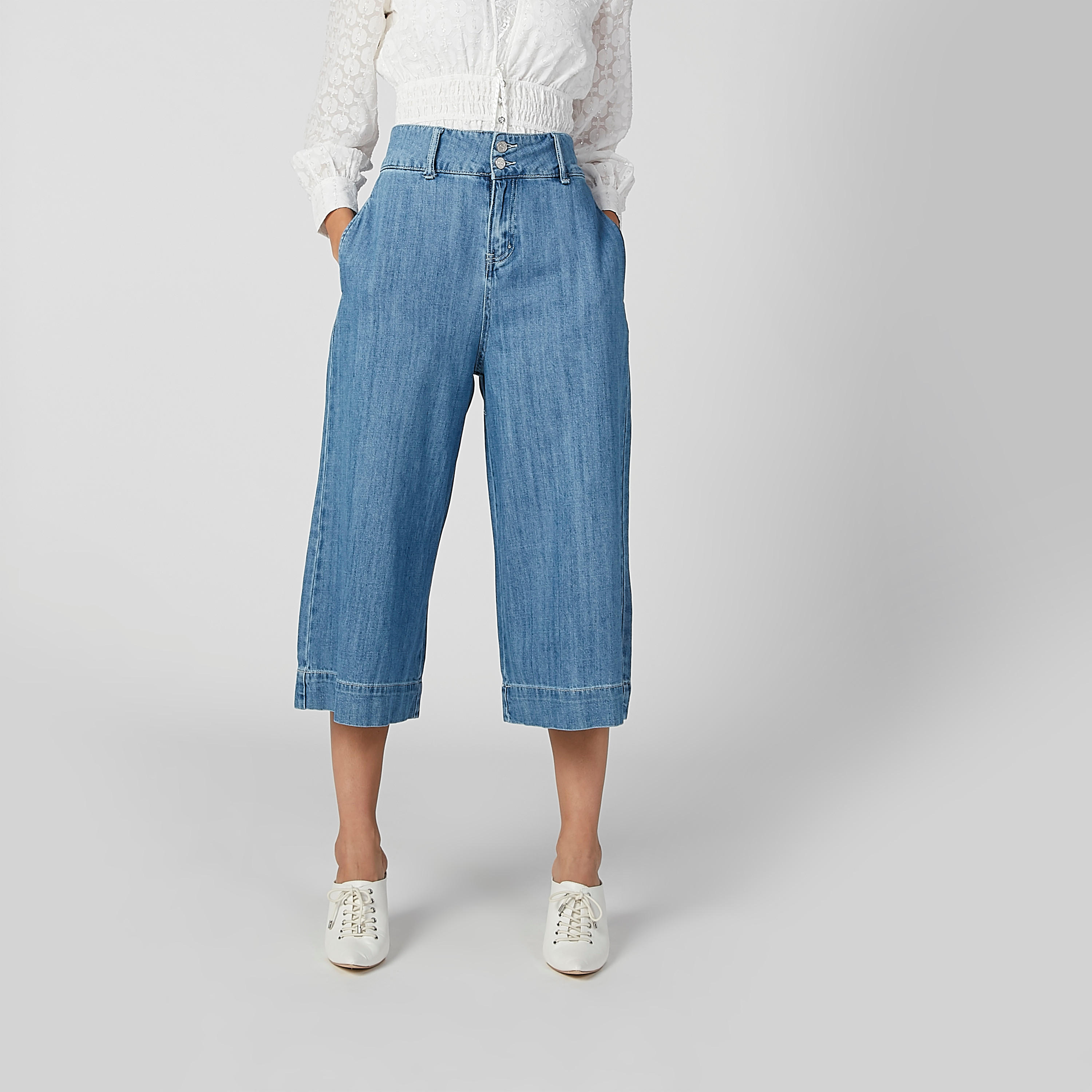 بنطال واسع الساقين دينم بجيوب من آيكونيك-women-clothing-bottoms-jeans-image-2