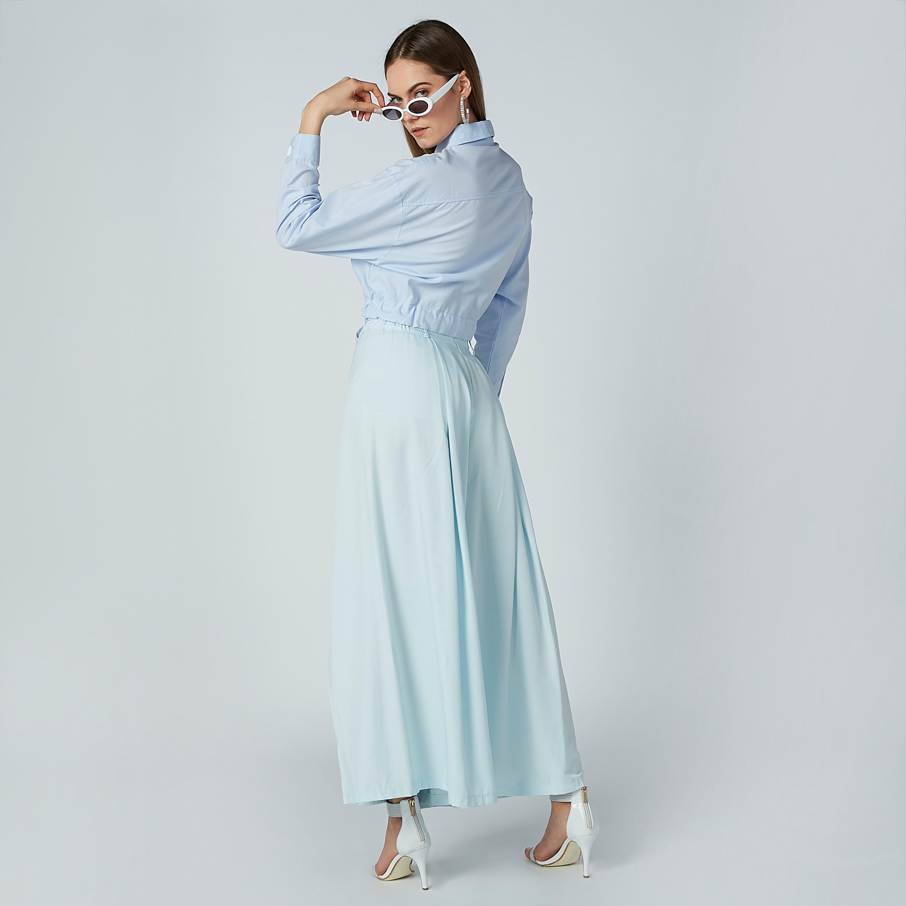 بنطال بالازو بقصّة واسعة وحزام رباط وفتحة أمامية من آيكونيك-women-clothing-bottoms-trousers-image-4