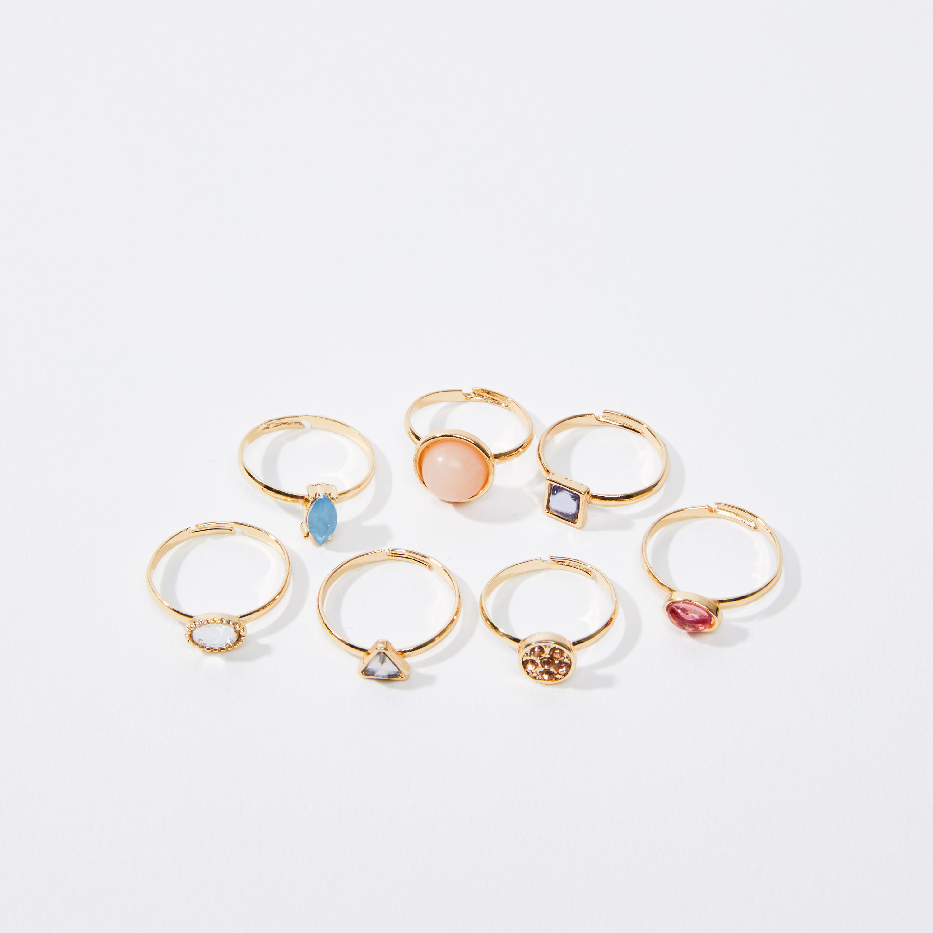 خواتم مرصّعة من آيكونيك - طقم من 7 قطع-women-watchesandjewellery-jewellery-rings-image-1