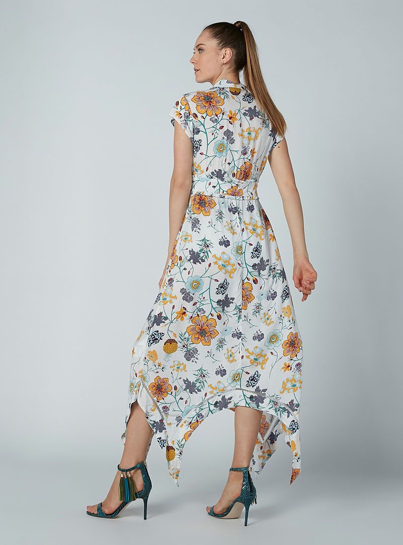 فستان طويل بحوّاف غير مستوية وأكمام كاب وطبعات زهرية من آيكونيك-women-clothing-dresses-image-3