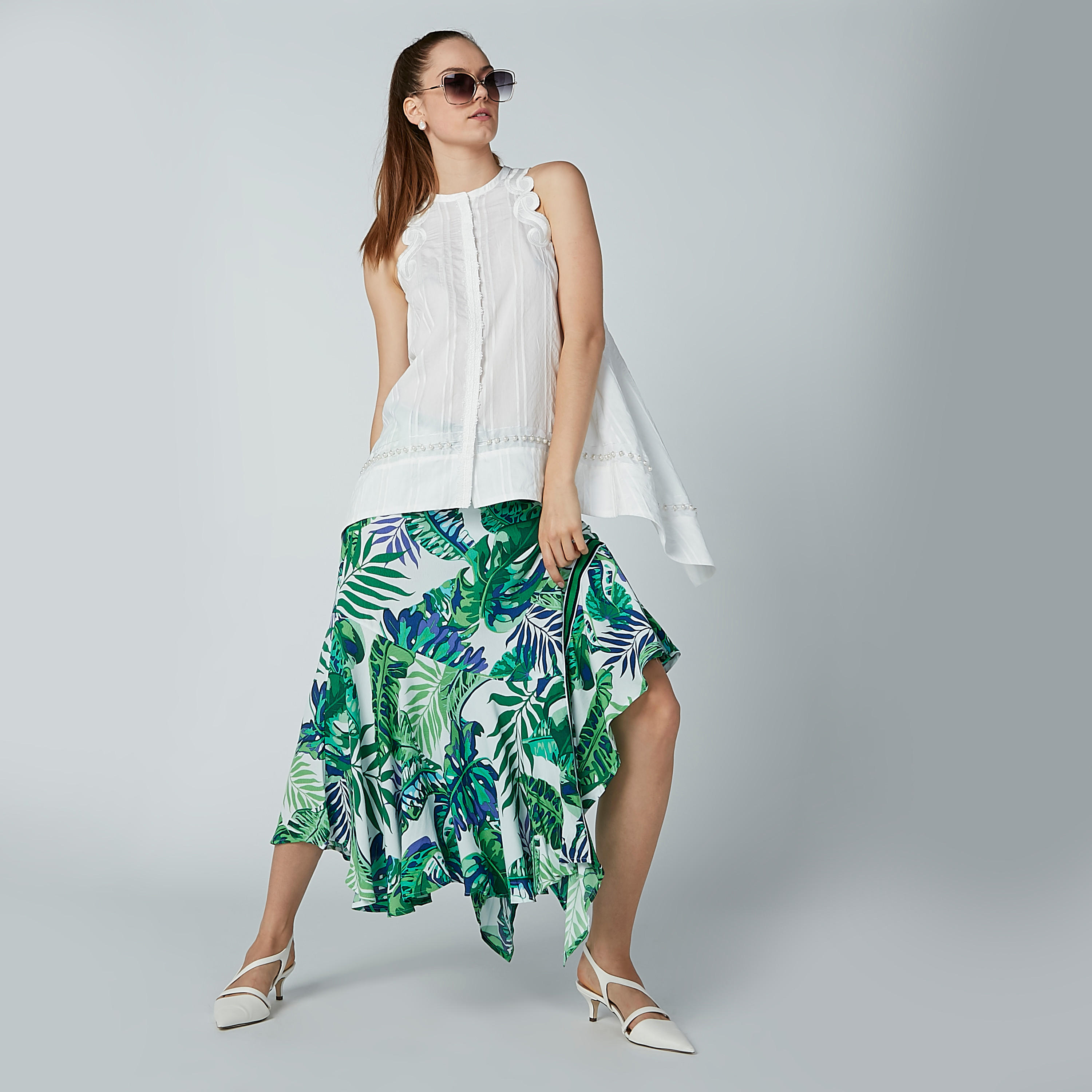 تنورة متوسطة الطول بحوّاف غير مستوية وطبعات زهرية من آيكونيك-women-clothing-bottoms-skirts-image-5