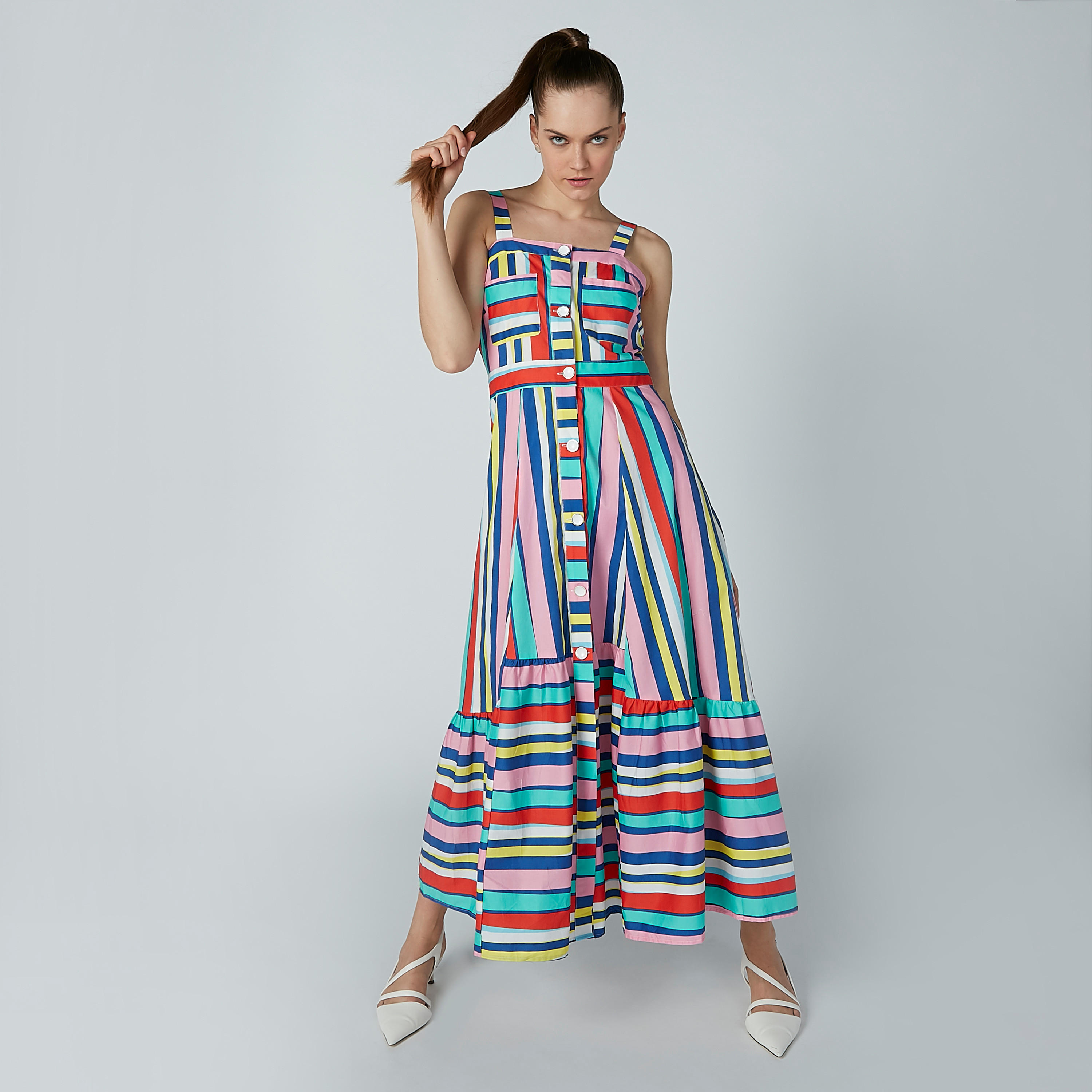 فستان إيه لاين طويل مقلّم بحمّالات كتف من آيكونيك-women-clothing-dresses-image-2