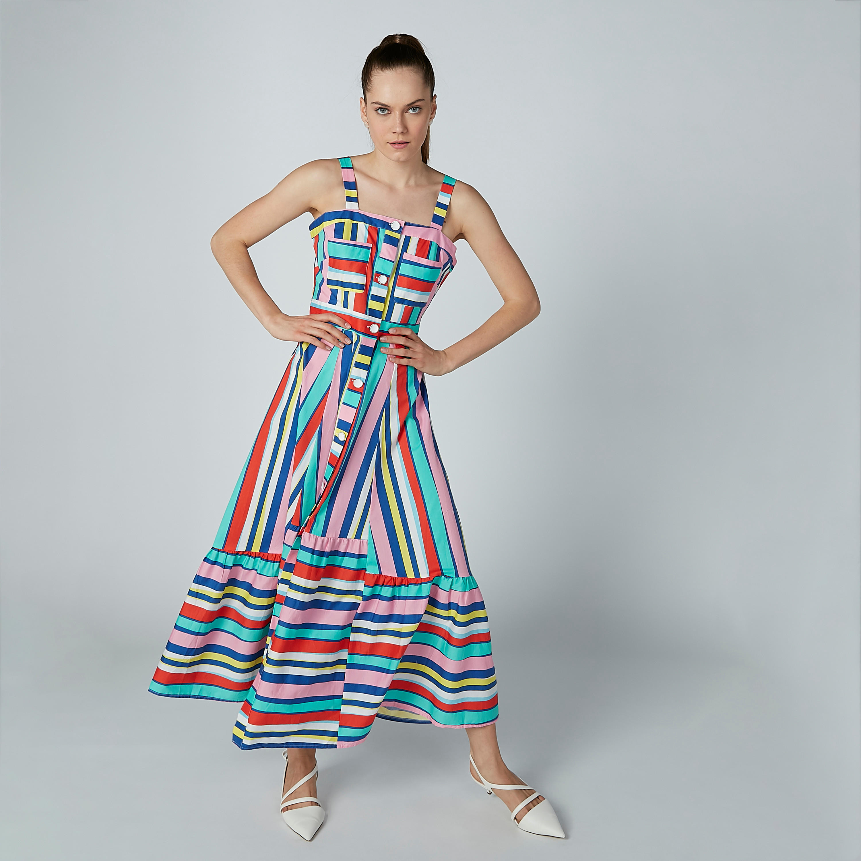 فستان إيه لاين طويل مقلّم بحمّالات كتف من آيكونيك-women-clothing-dresses-image-3