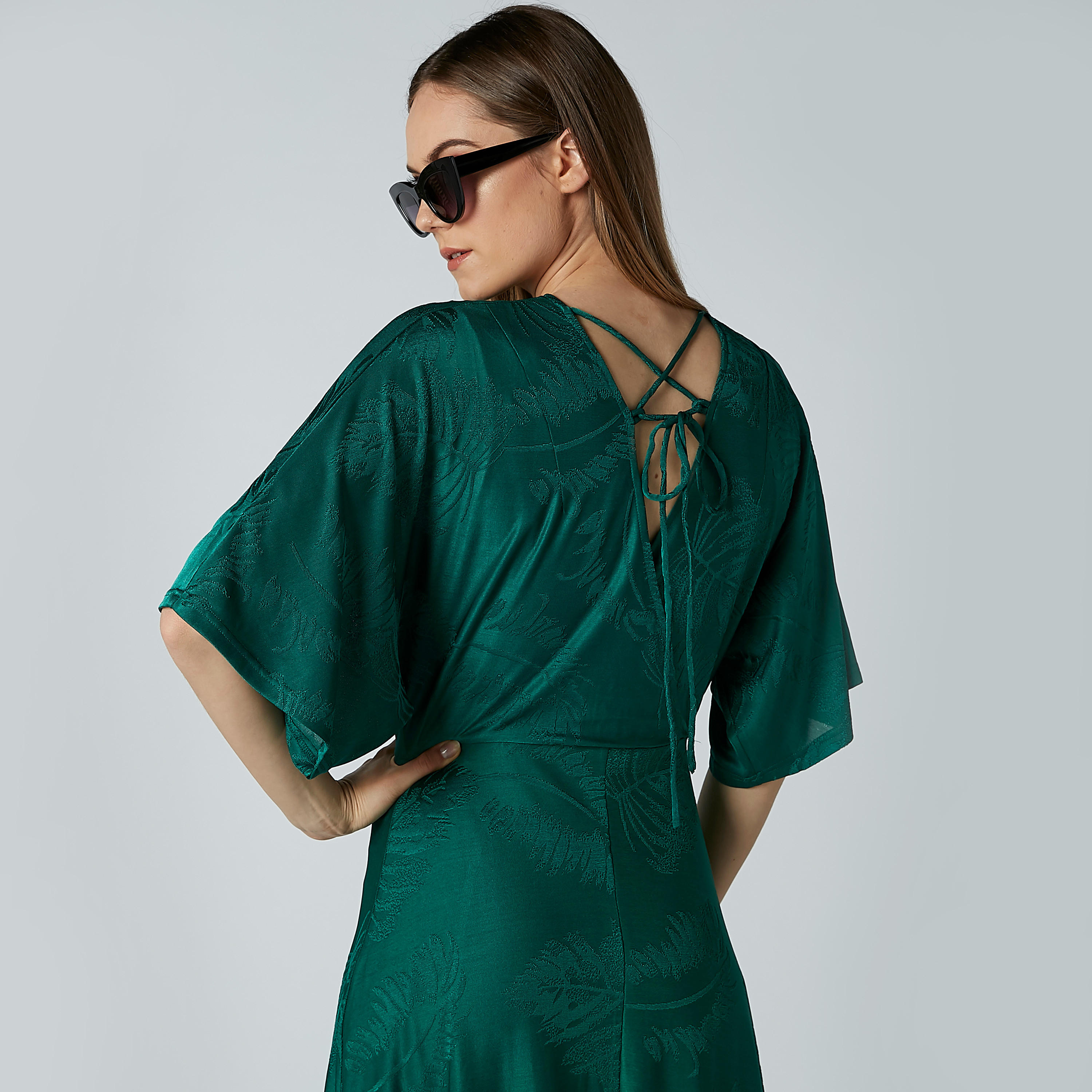 Iconic Textured A-Line Maxi Dress with Flared Sleeves-women-clothing-dresses-image-1