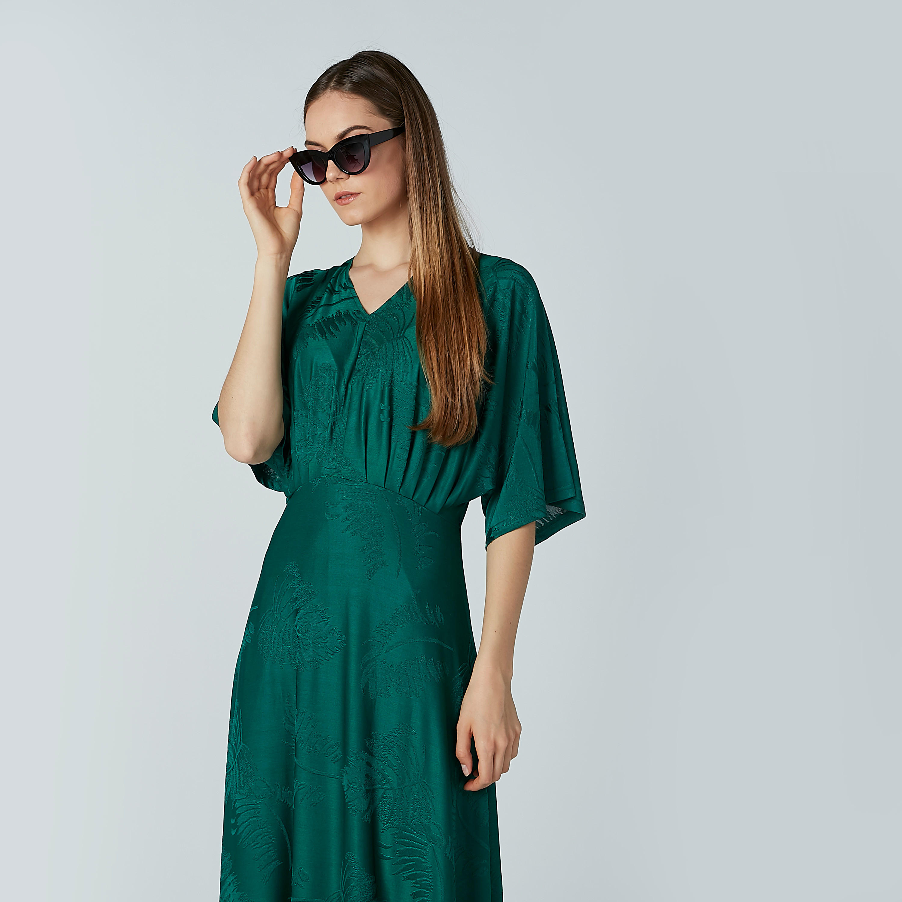 Iconic Textured A-Line Maxi Dress with Flared Sleeves-women-clothing-dresses-image-3