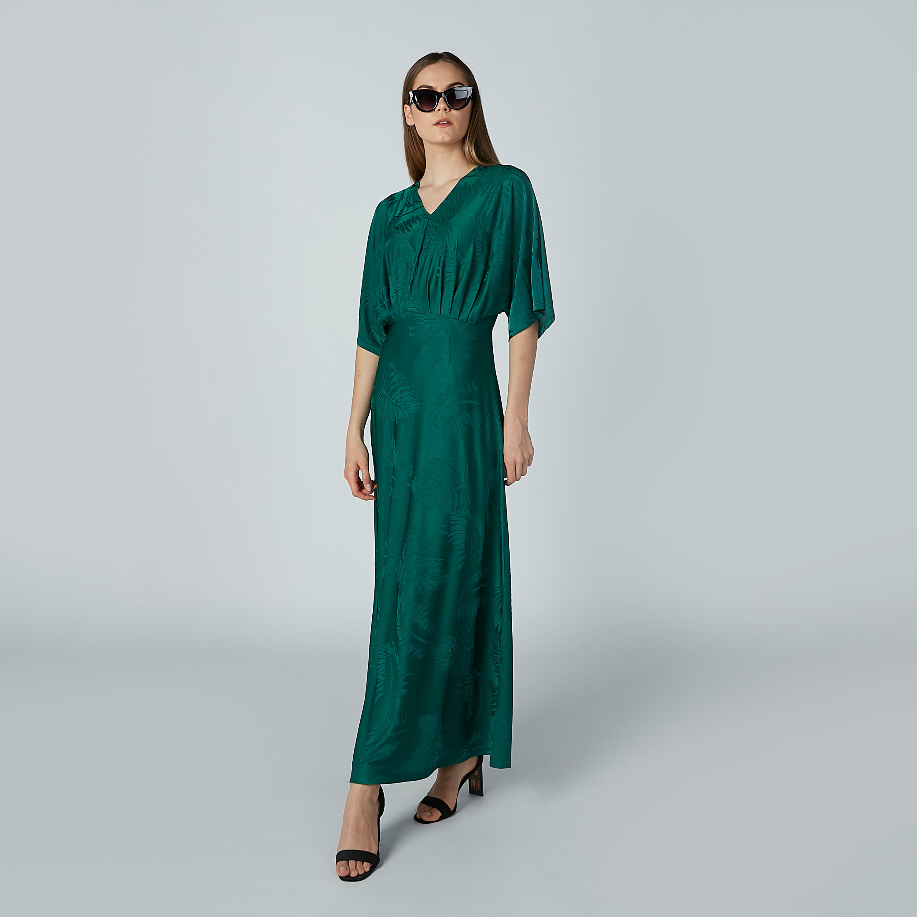 Iconic Textured A-Line Maxi Dress with Flared Sleeves-women-clothing-dresses-image-4