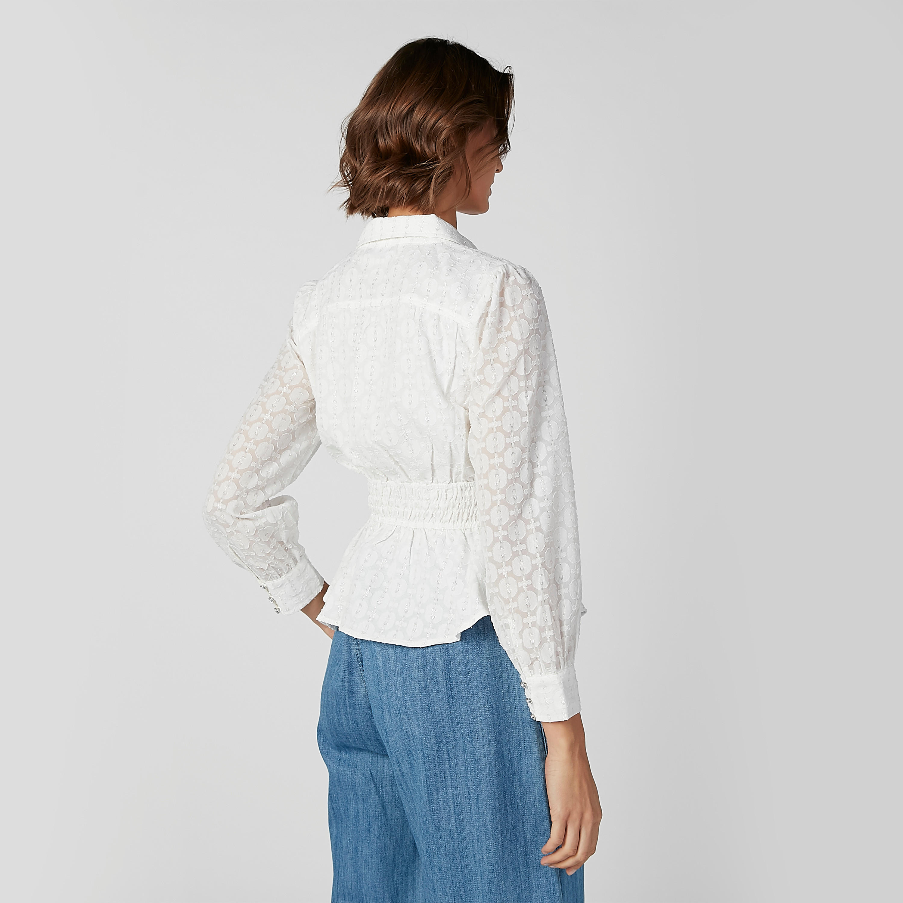 بلوزة بارزة الملمس بياقة عاديّة وأكمام طويلة وشرّابات من آيكونيك-women-clothing-shirtsandblouses-blouses-image-3