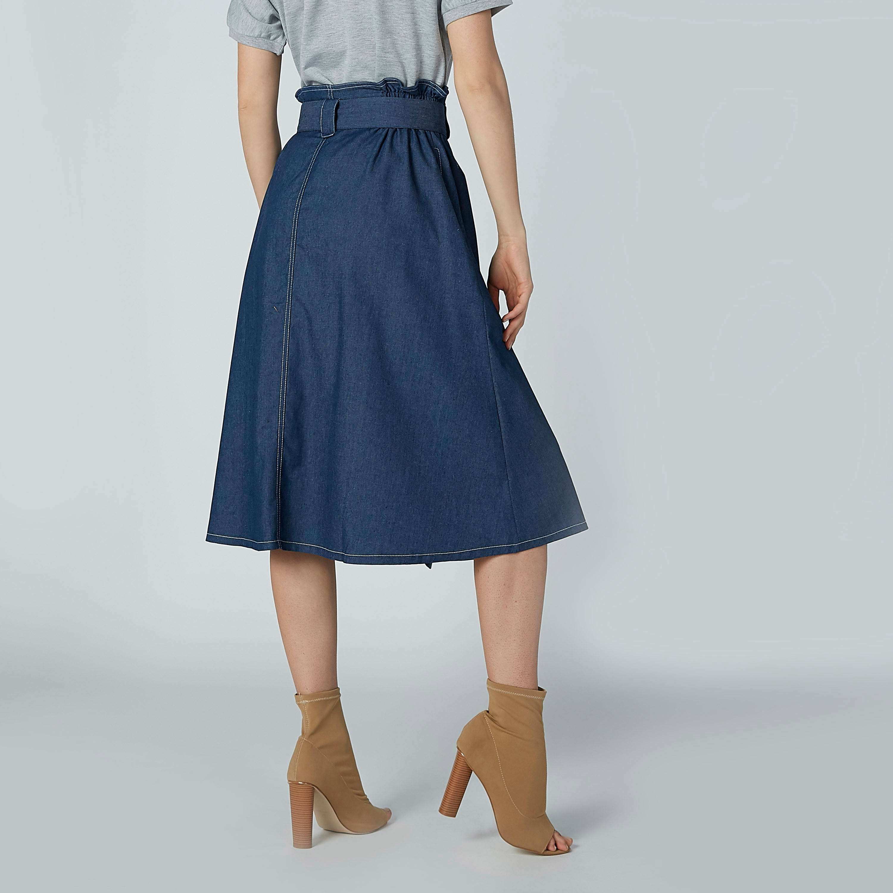 تنورة متوسطة الطول بخصر بيبرباج وتزيينات زهرية-women-clothing-bottoms-skirts-image-3