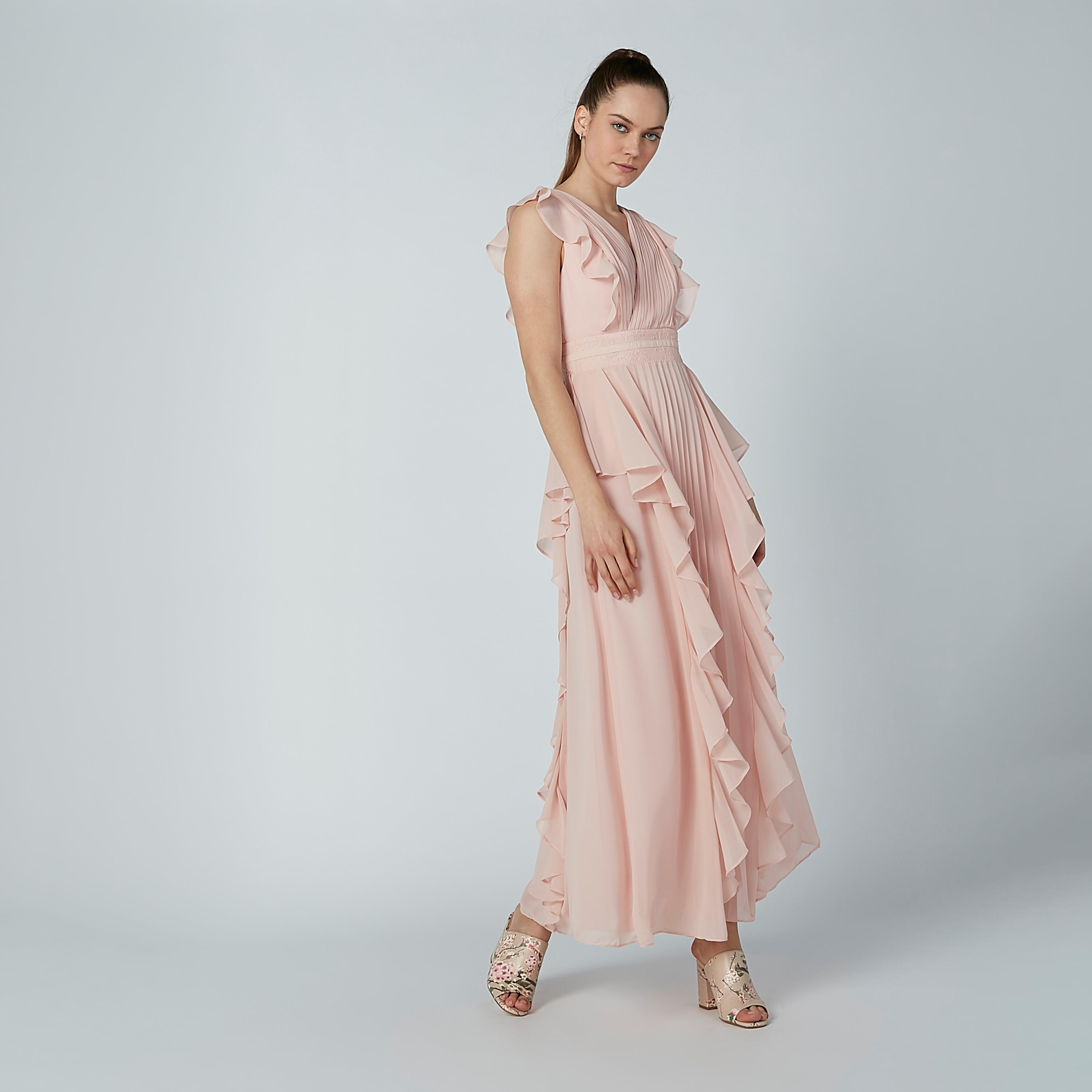 فستان طويل دون أكمام بتفاصيل كشكش وثنيات من آيكونيك-women-clothing-dresses-image-6