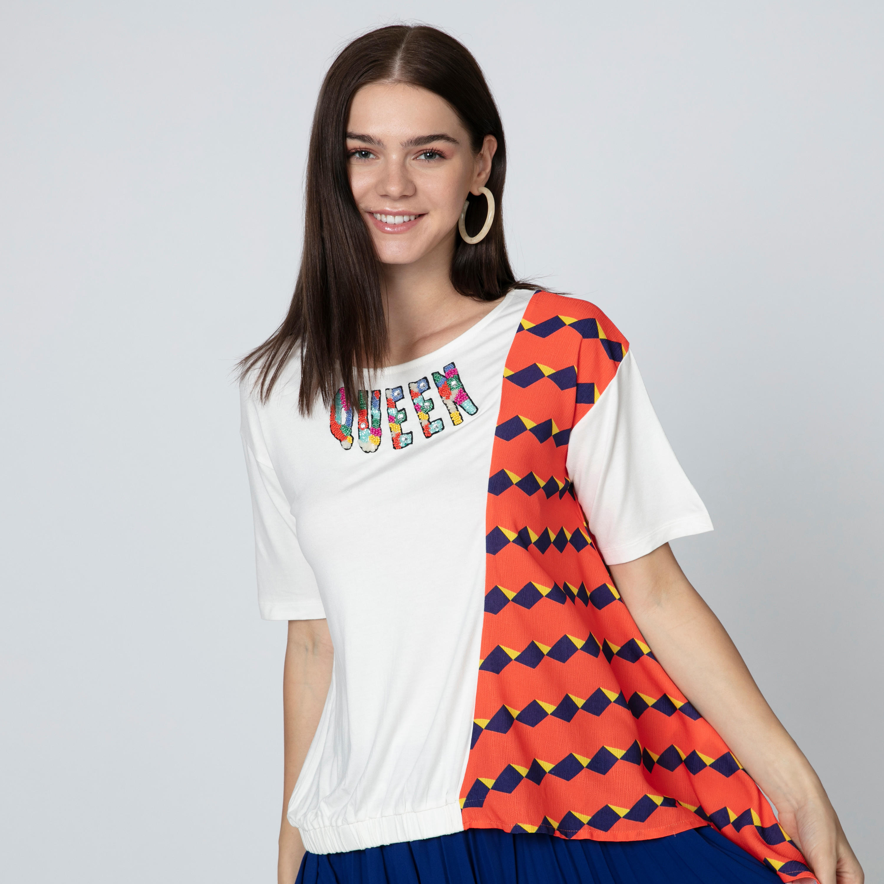 Iconic Printed Top with Round Neck and Asymmetric Hem-women-clothing-shirtsandblouses-blouses-image-5