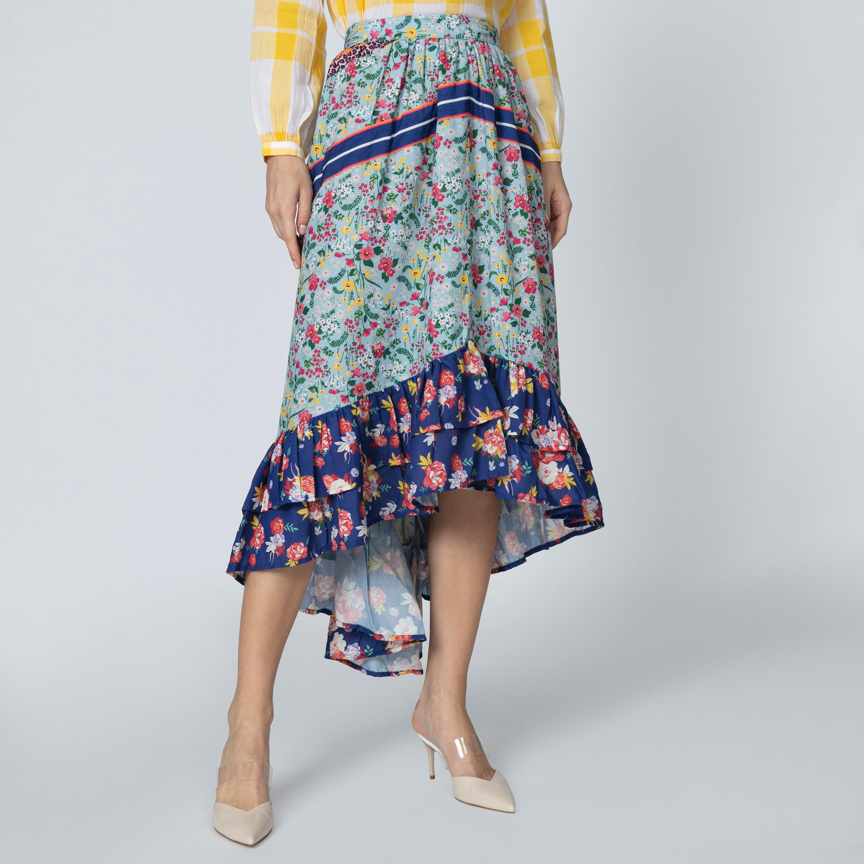 Iconic Floral Printed Midi Skirt with Asymmetric Hem-women-clothing-bottoms-skirts-image-1