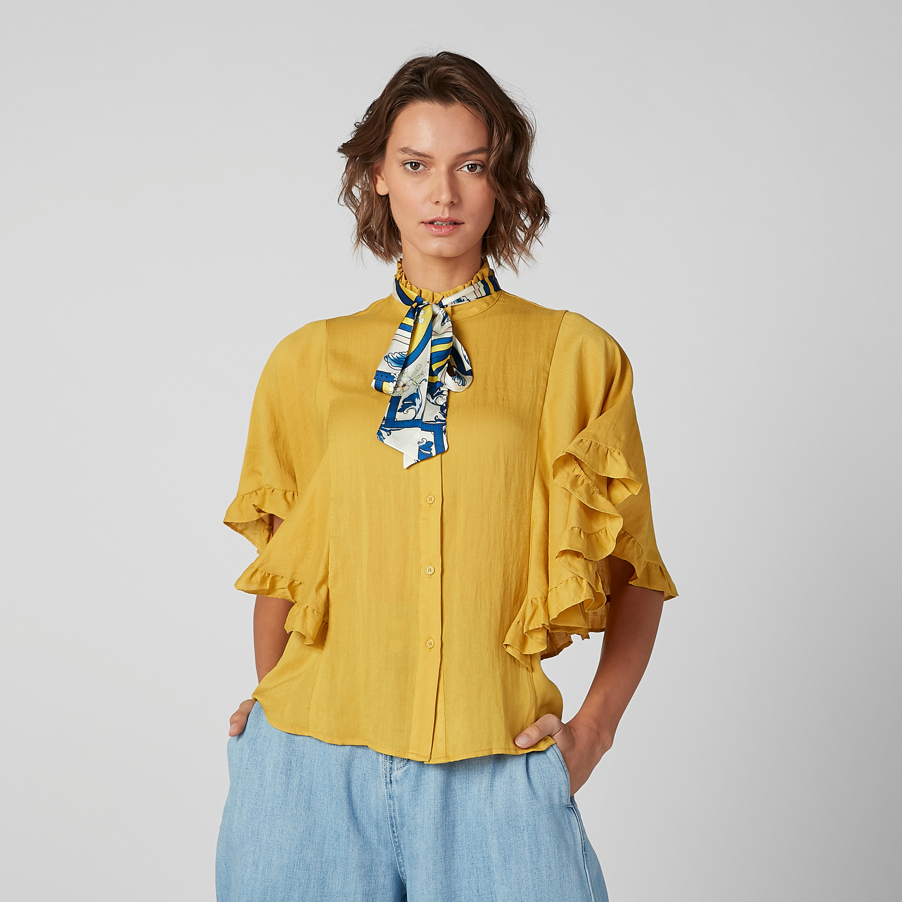 Iconic Bow Detail Shirt with Flared Sleeves and Tie Ups-women-clothing-shirtsandblouses-shirts-image-1