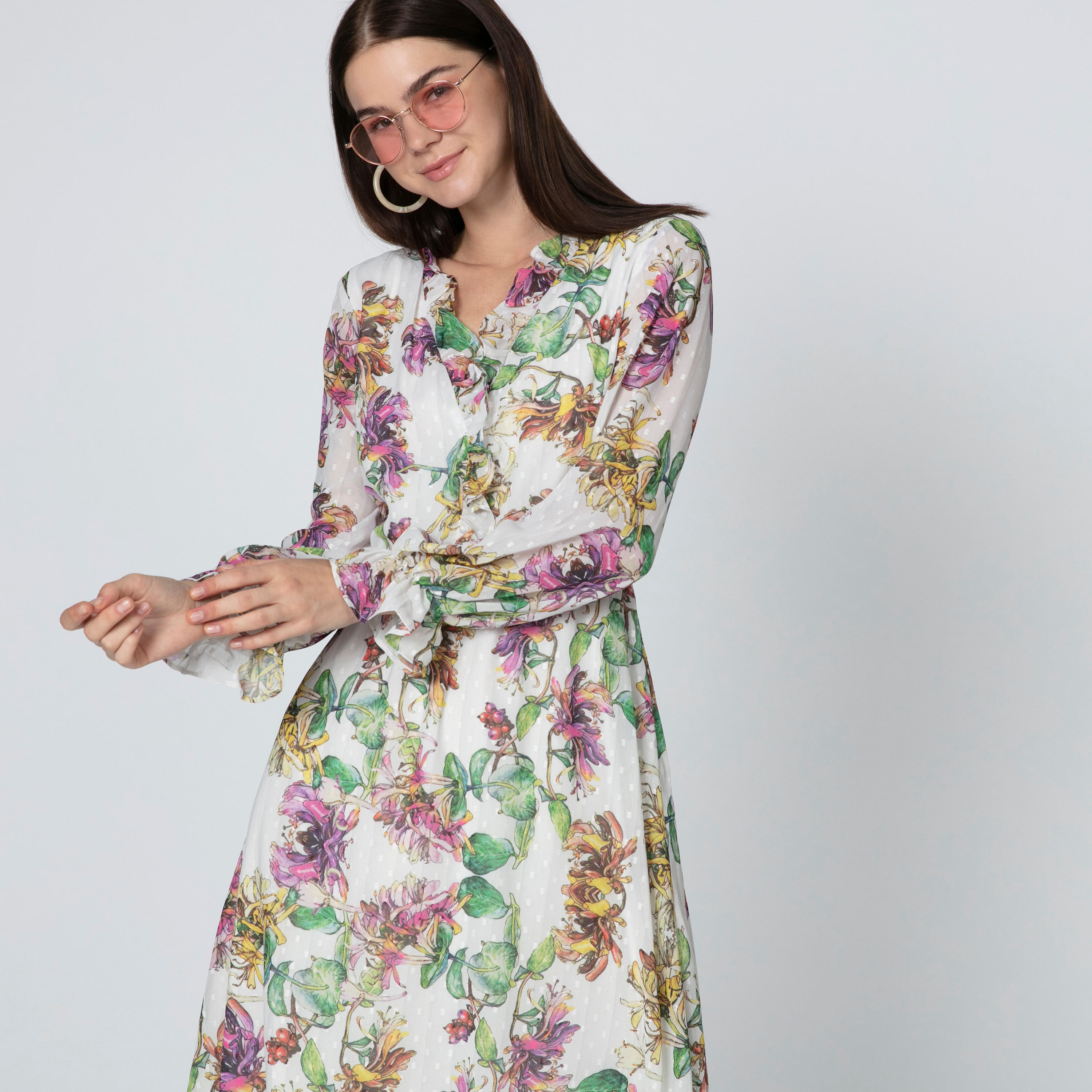 فستان طويل بحوّاف غير مستوية وطبعات زهرية من آيكونيك-women-clothing-dresses-image-4