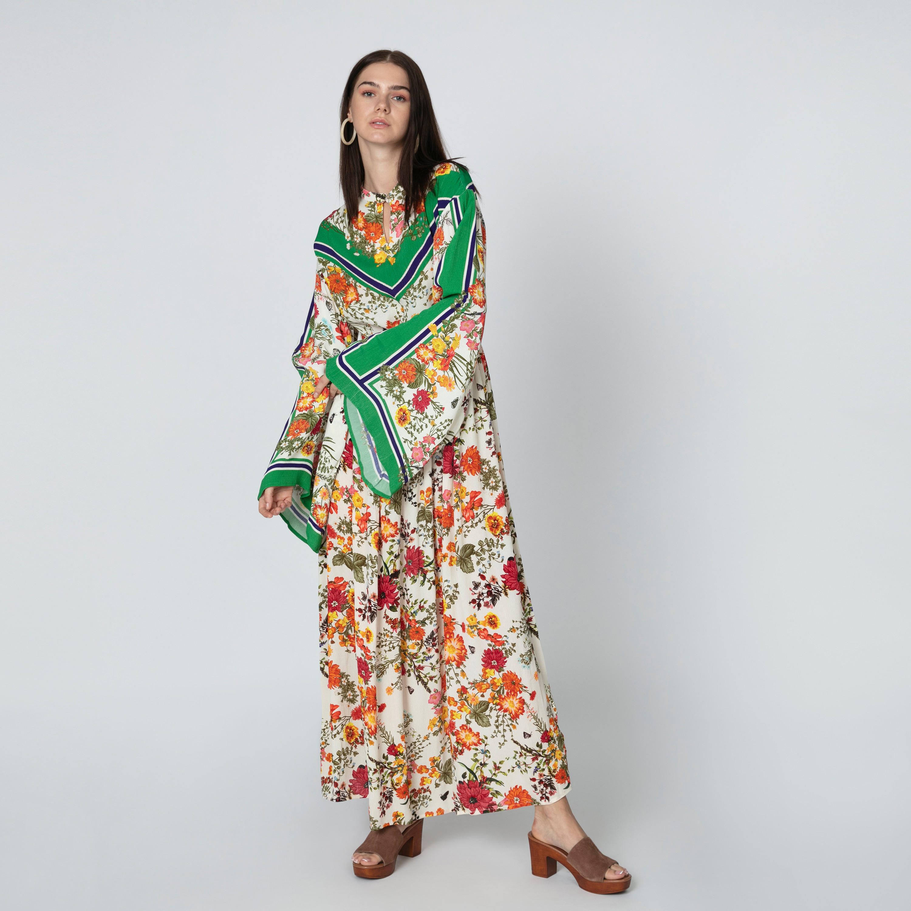 فستان إيه لاين طويل بأكمام واسعة وأربطة وطبعات زهرية من آيكونيك-women-clothing-dresses-image-3