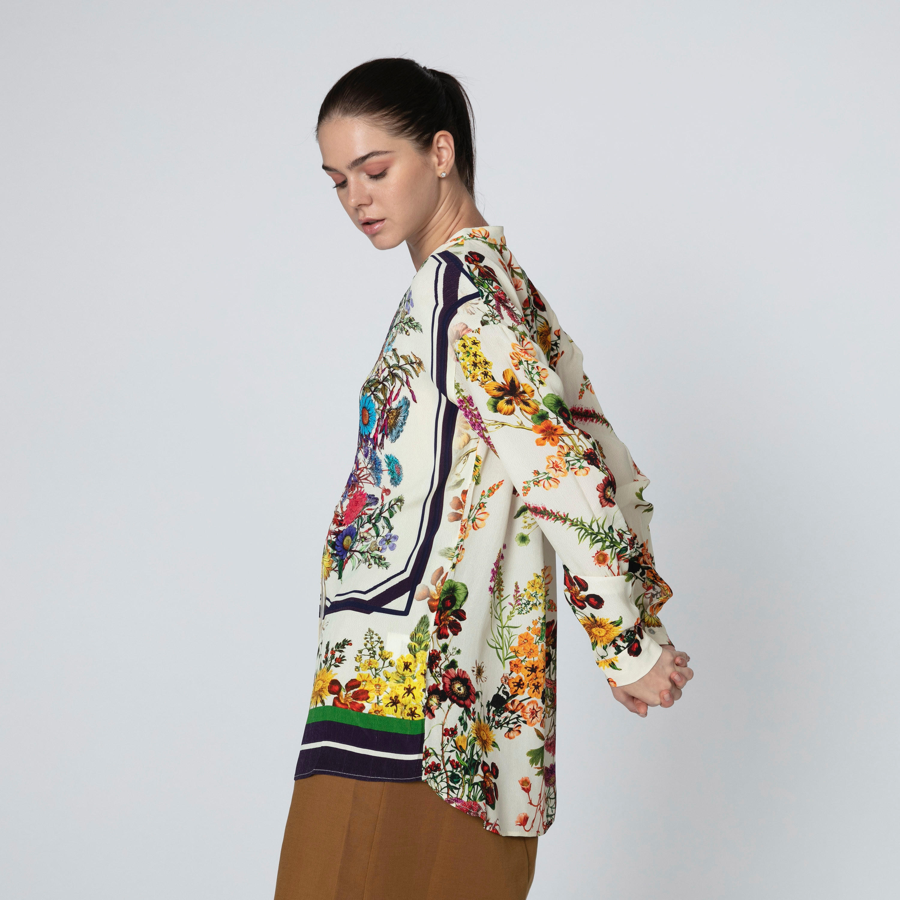 Iconic Floral Printed Top with Mandarin Collar and Long Sleeves-women-clothing-shirtsandblouses-blouses-image-3