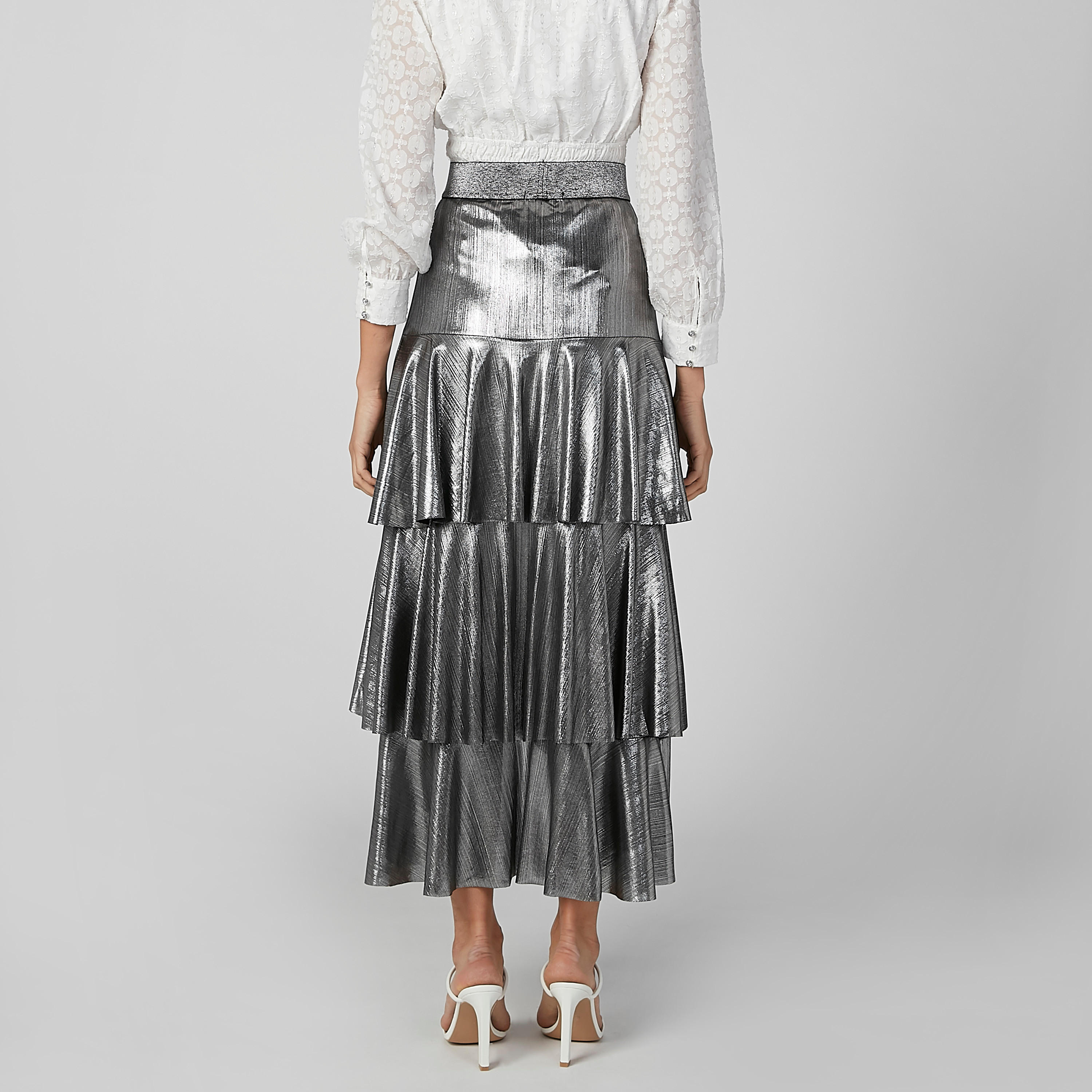 تنورة ميتاليك بحوّاف غير مستوية من آيكونيك-women-clothing-bottoms-skirts-image-3