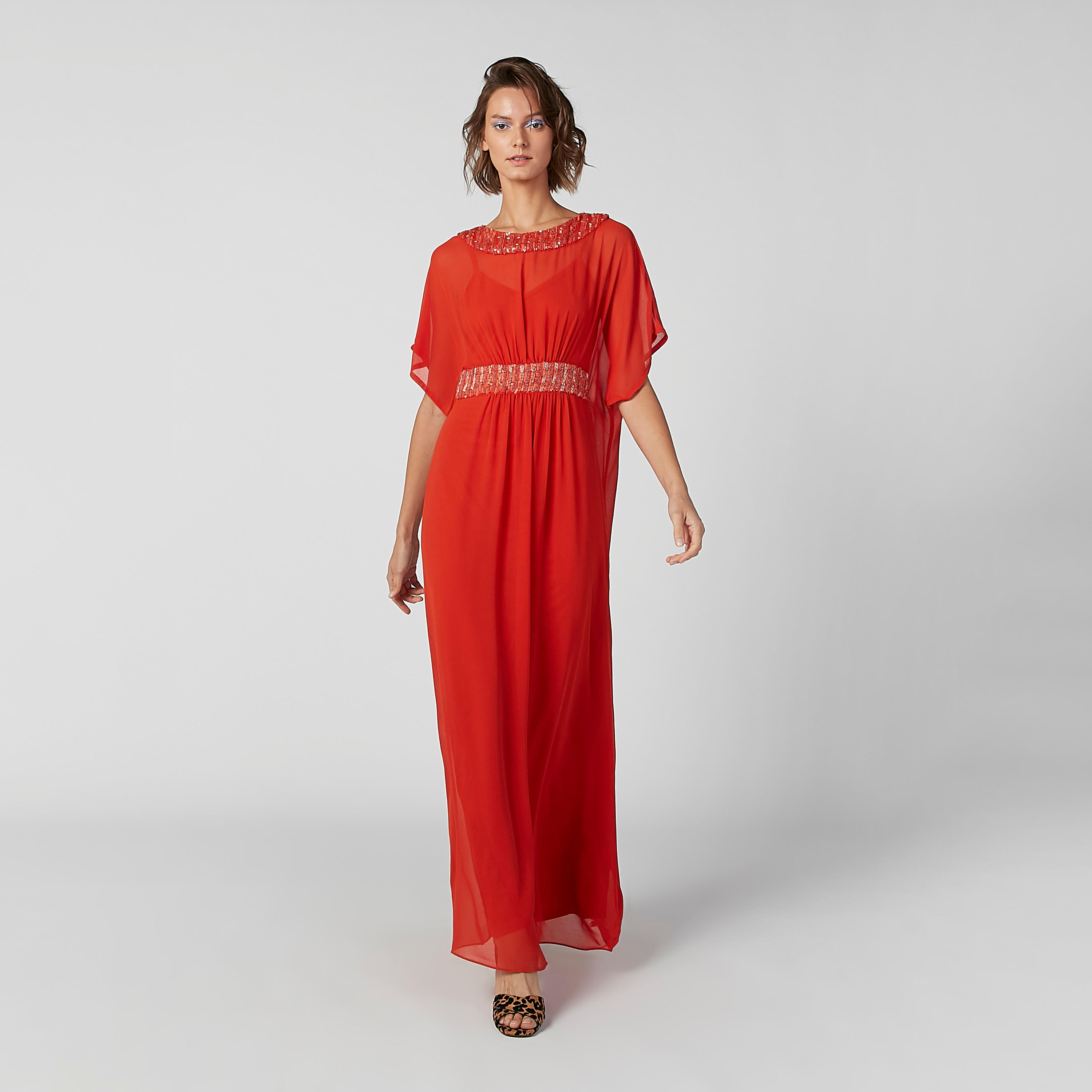 فستان طويل مزيّن بأكمام قصيرة من آيكونيك-women-clothing-dresses-image-3