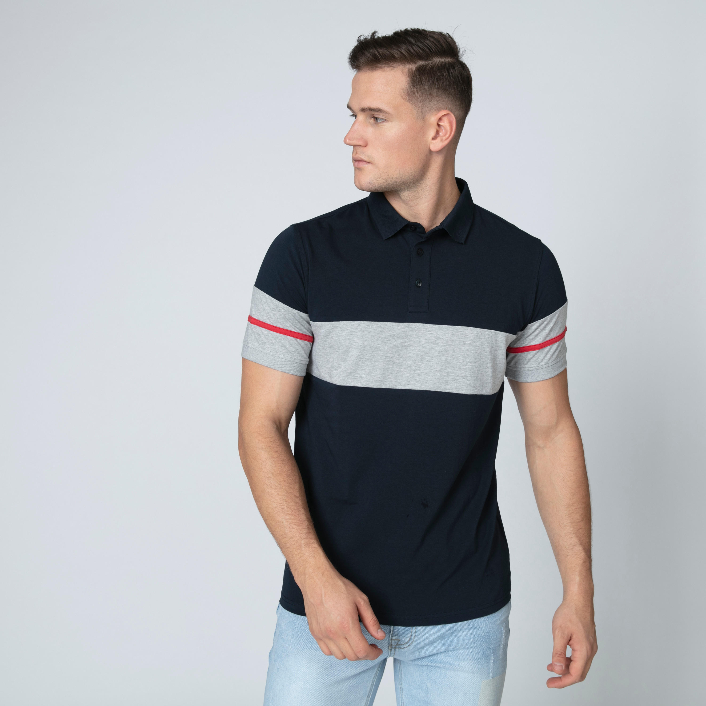 Iconic Striped T-shirt with Polo Neck and Short Sleeves-men-clothing-tshirtsandpolos-polos-image-1