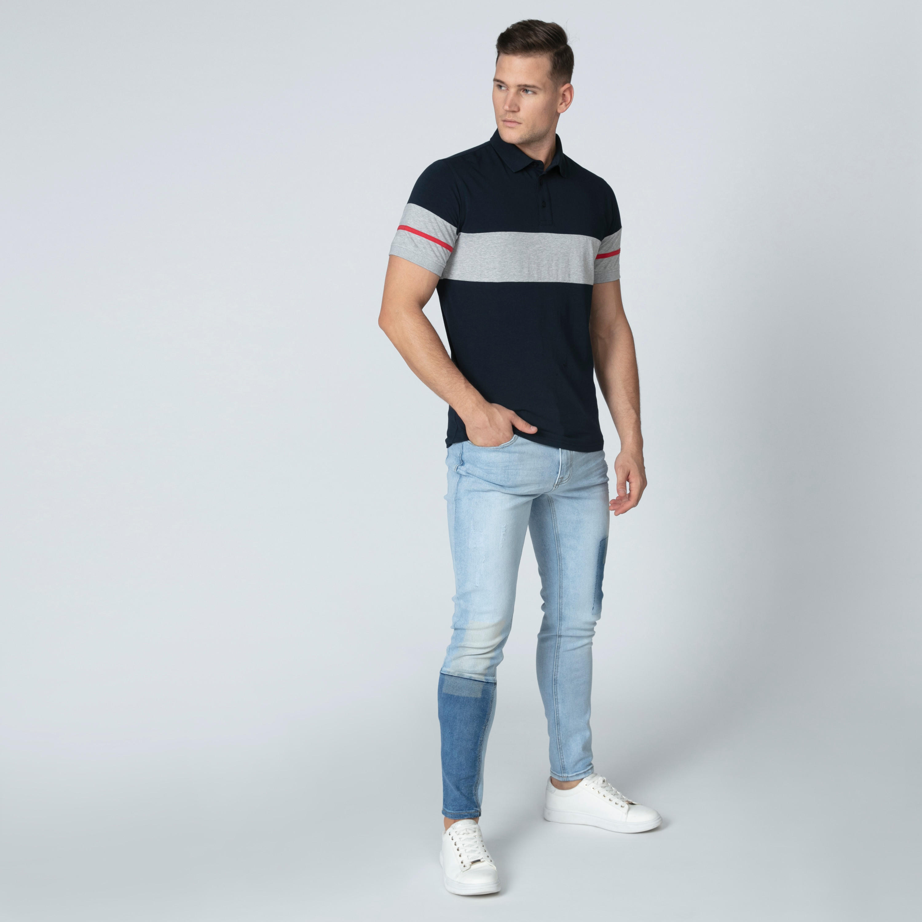 Iconic Striped T-shirt with Polo Neck and Short Sleeves-men-clothing-tshirtsandpolos-polos-image-3