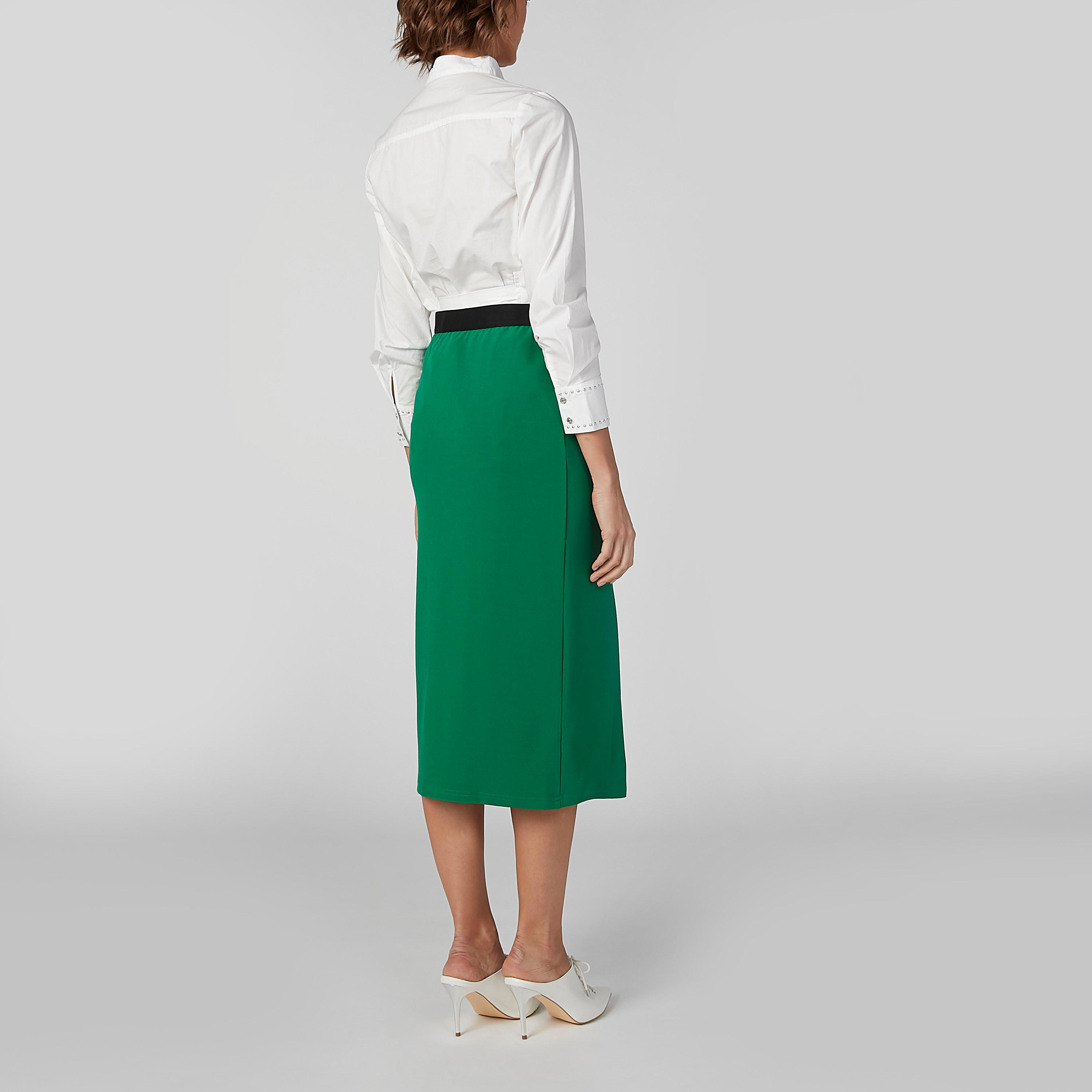 تنورة واسعة متوسطة الطول ومقلّمة بخصر مطّاطي من آيكونيك-women-clothing-bottoms-skirts-image-3