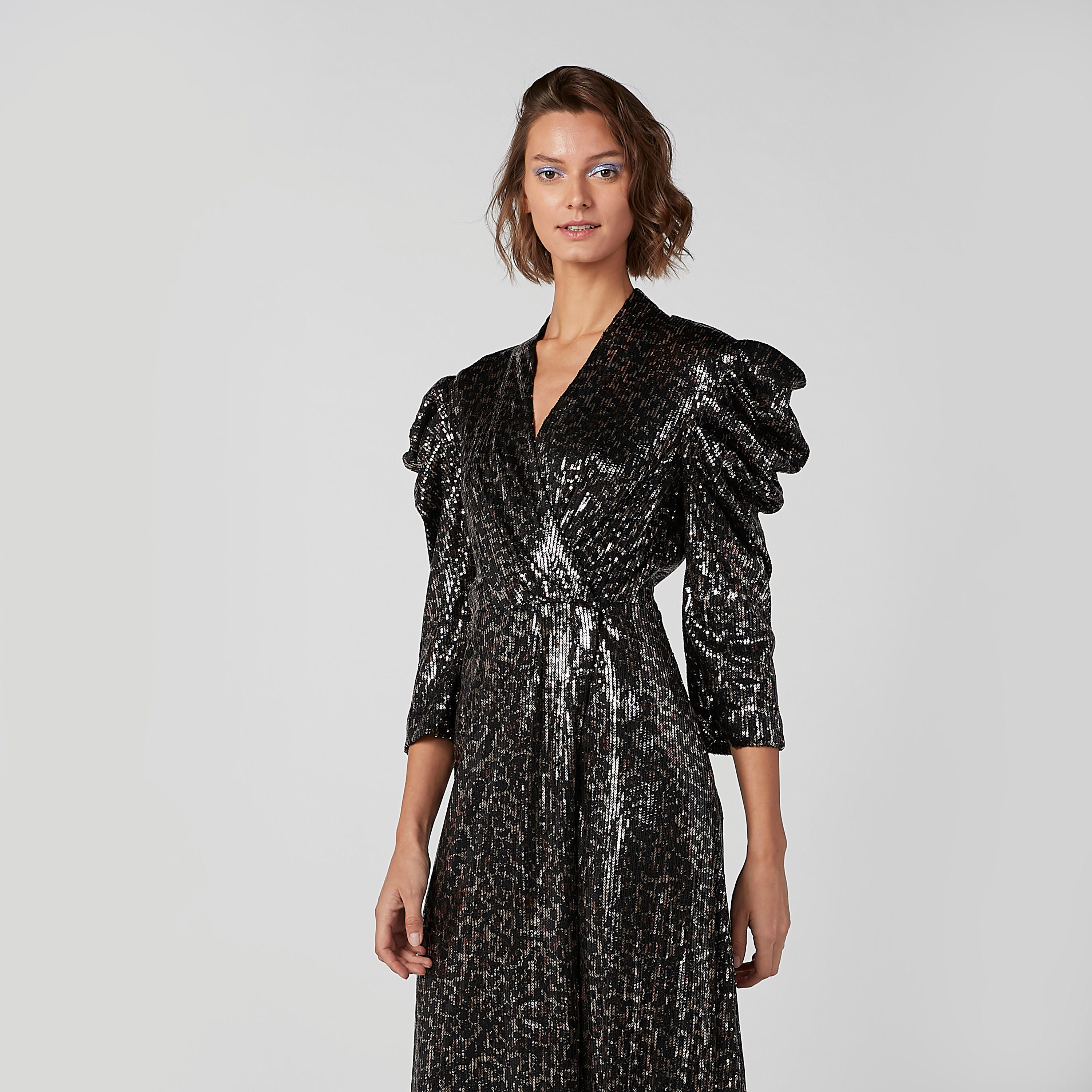 فستان بارز الملمس بأكمام 3/4 وفتحة جانبية من آيكونيك-women-clothing-dresses-image-3