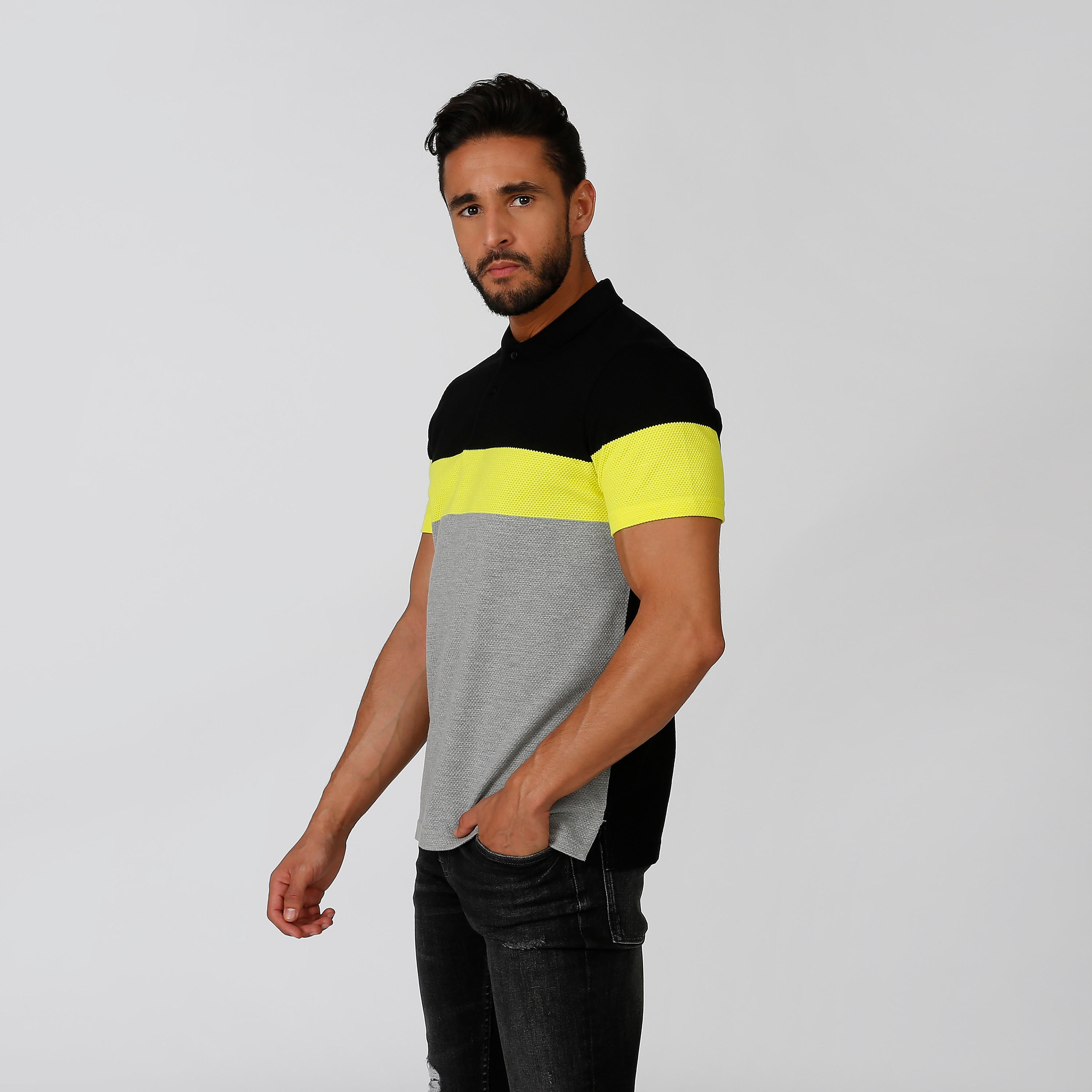 تيشيرت بولو سليم بنمط كتل الألوان بأكمام قصيرة من آيكونيك-men-clothing-tshirtsandpolos-polos-image-4