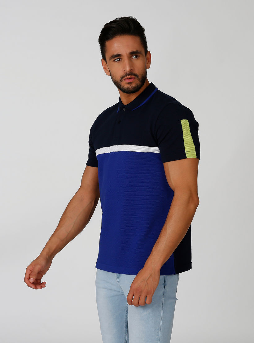 تيشيرت بولو سليم بنمط كتل الألوان بأكمام قصيرة من آيكونيك-men-clothing-tshirtsandpolos-polos-image-3