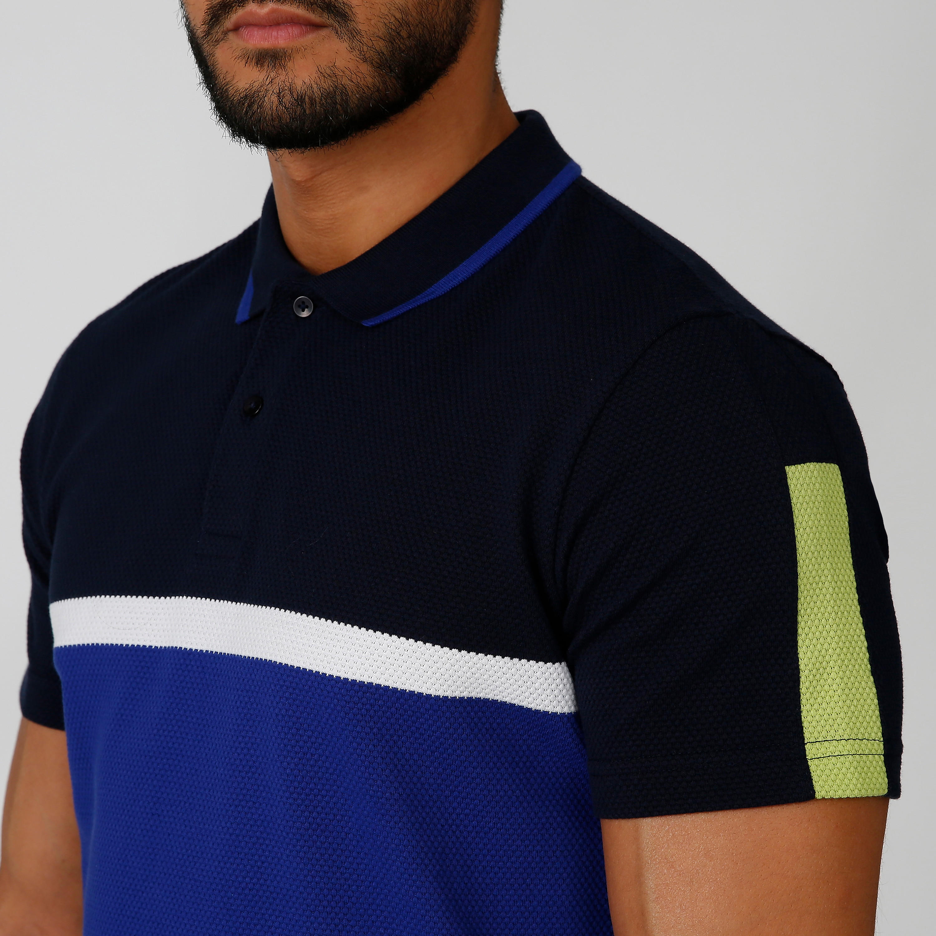 تيشيرت بولو سليم بنمط كتل الألوان بأكمام قصيرة من آيكونيك-men-clothing-tshirtsandpolos-polos-image-4