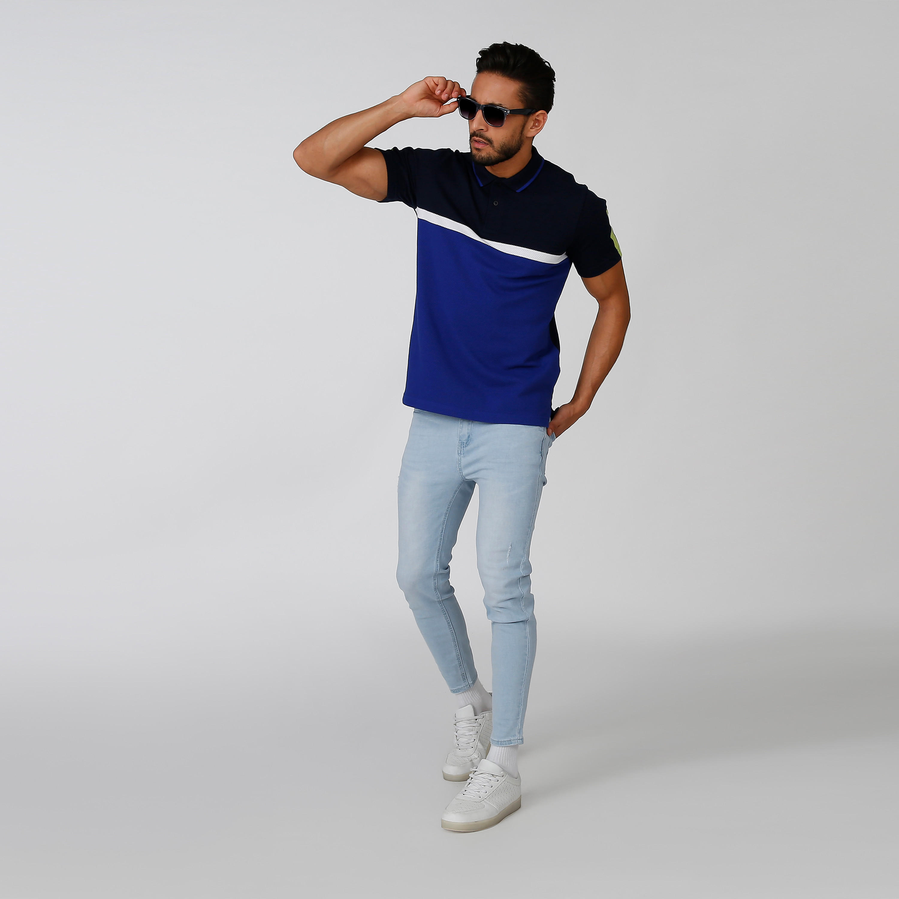 تيشيرت بولو سليم بنمط كتل الألوان بأكمام قصيرة من آيكونيك-men-clothing-tshirtsandpolos-polos-image-5