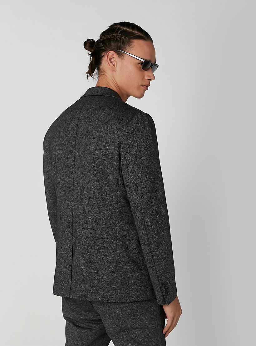 بليزر سليم بارز الملمس بياقة طويلة وأكمام طويلة من آيكونيك-men-winterwear-jacketsandblazers-image-4