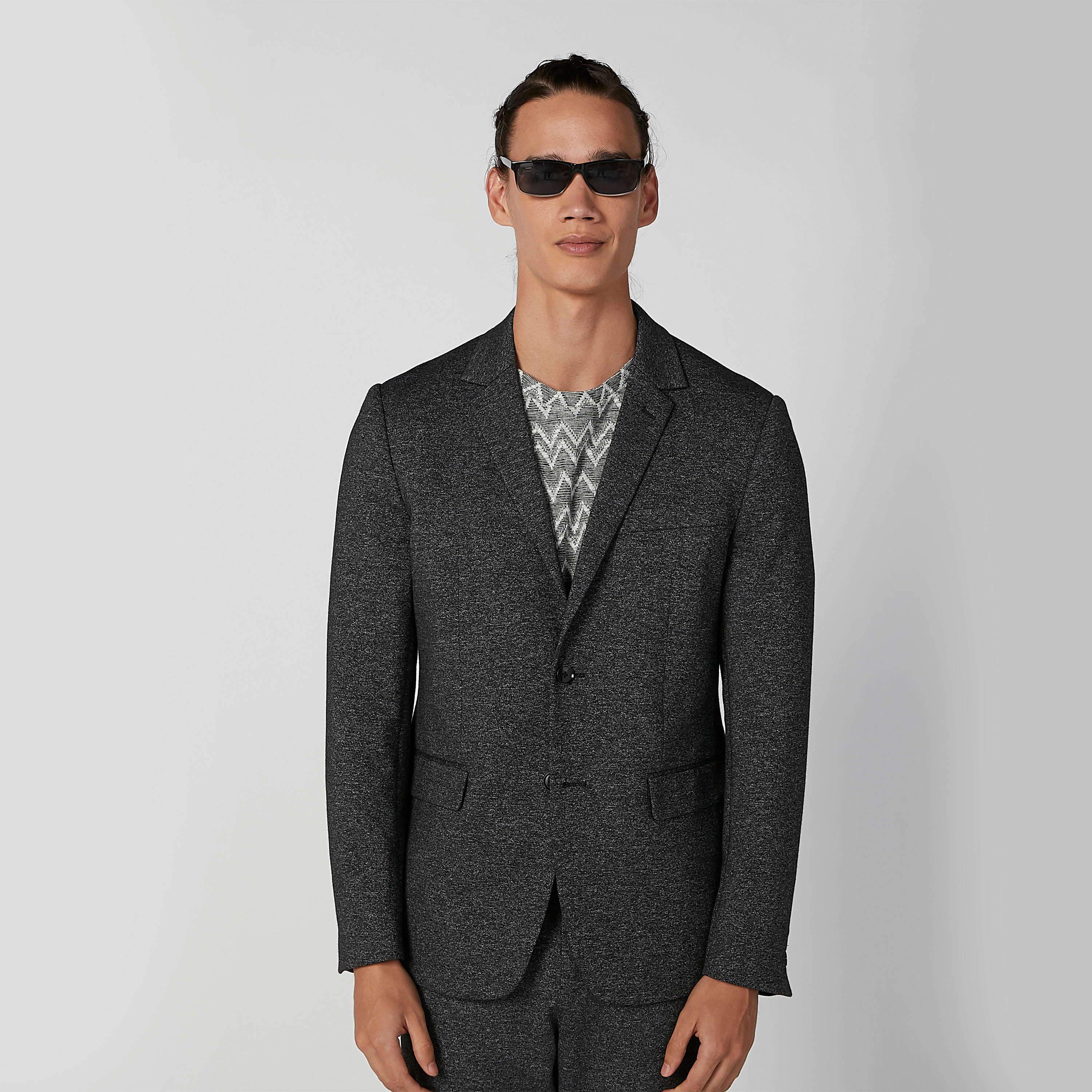 بليزر سليم بارز الملمس بياقة طويلة وأكمام طويلة من آيكونيك-men-winterwear-jacketsandblazers-image-5