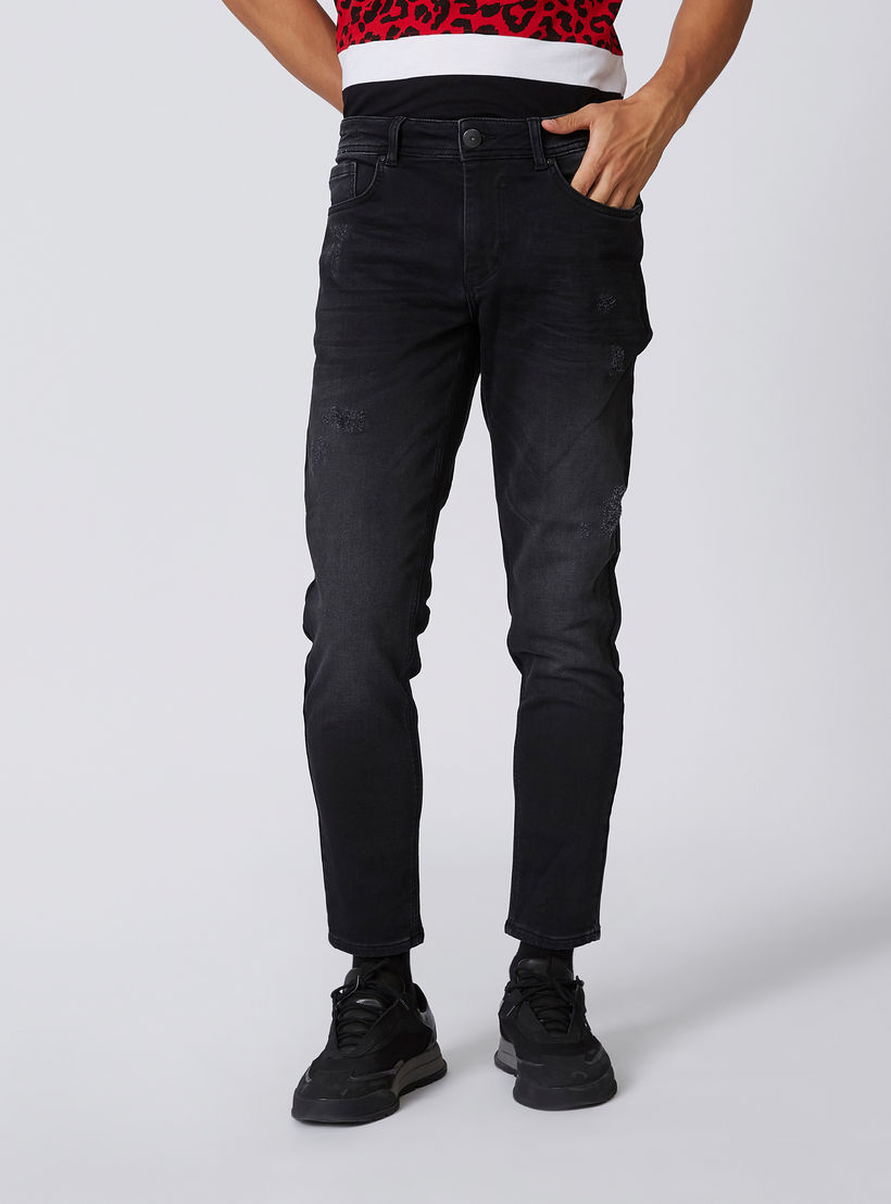 بنطلون جينز ممزّق بقصّة سليم وخصر متوسط الارتفاع وجيوب من آيكونيك-men-clothing-bottoms-jeans-image-4