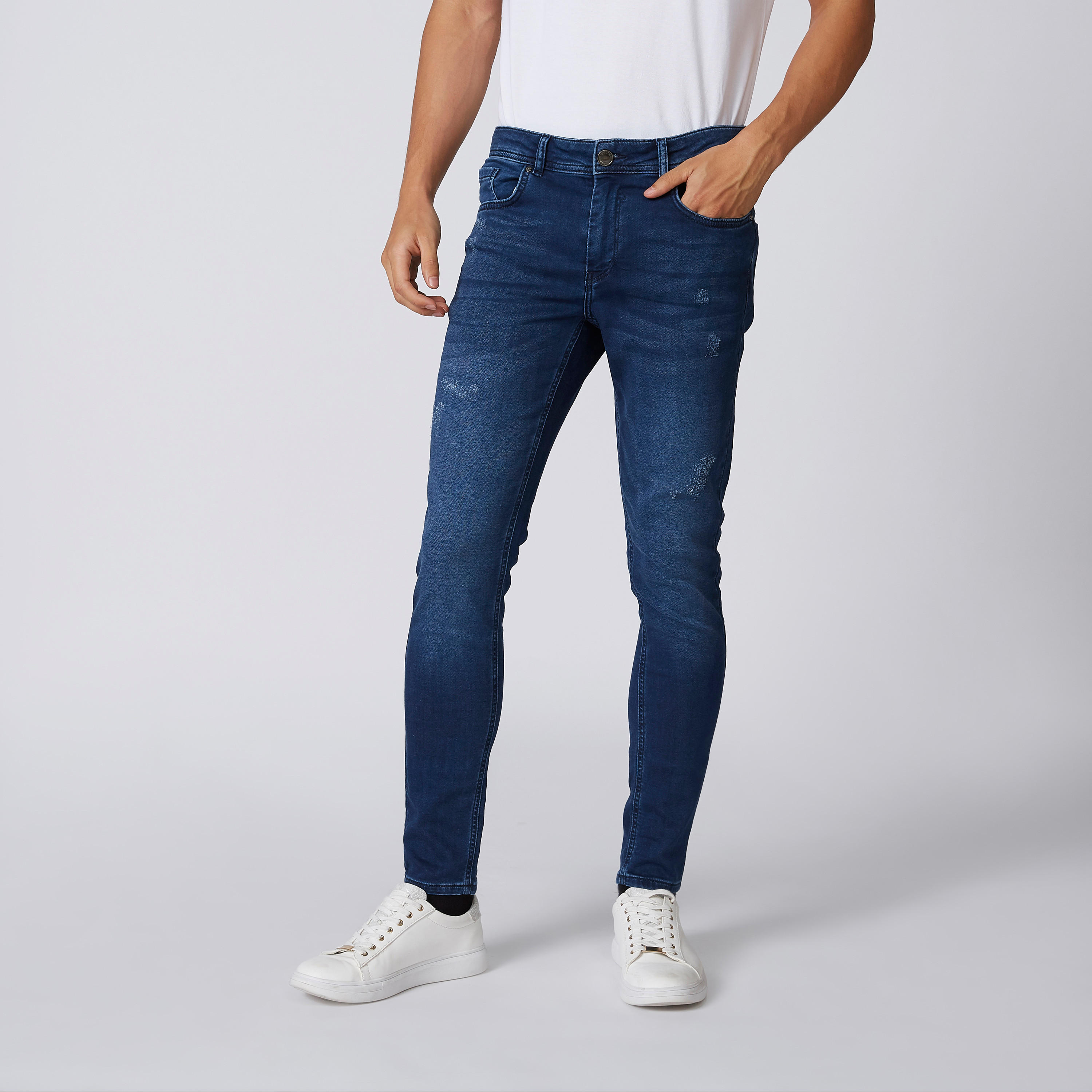 بنطلون جينز ممزّق بقصّة سليم وخصر متوسط الارتفاع وجيوب من آيكونيك-men-clothing-bottoms-jeans-image-4