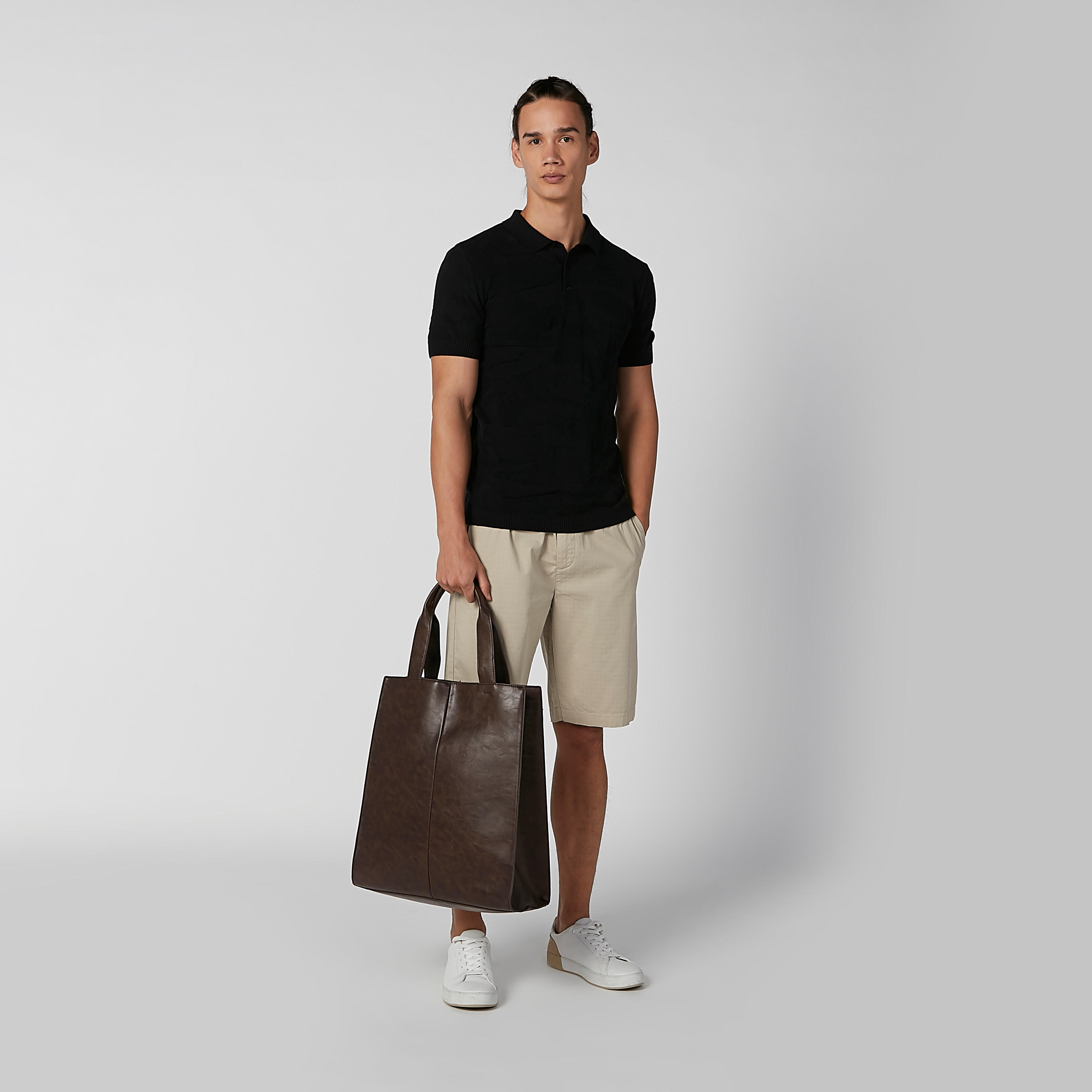 Iconic Textured T-shirt with Polo Neck and Short Sleeves-men-clothing-tshirtsandpolos-polos-image-1