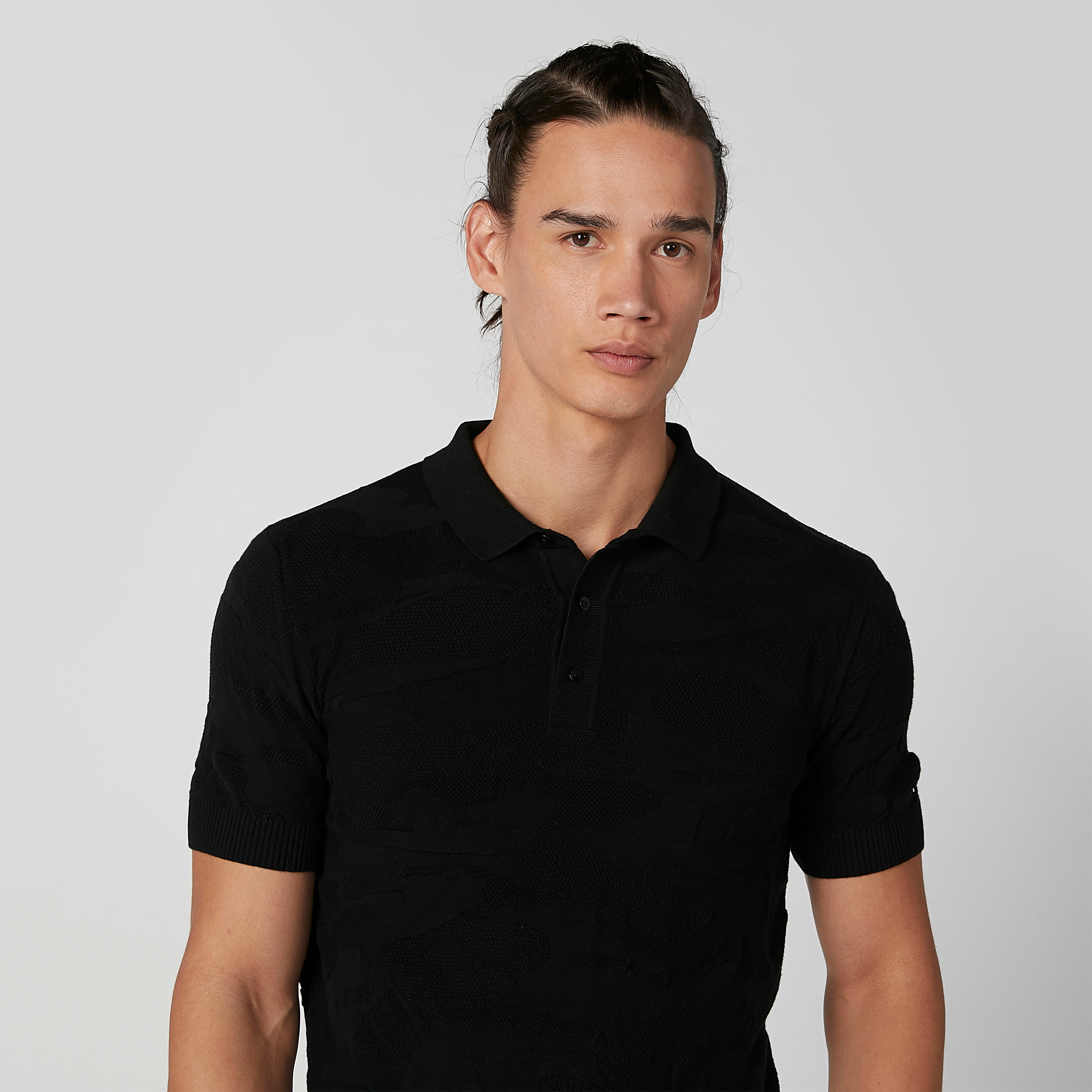 Iconic Textured T-shirt with Polo Neck and Short Sleeves-men-clothing-tshirtsandpolos-polos-image-4