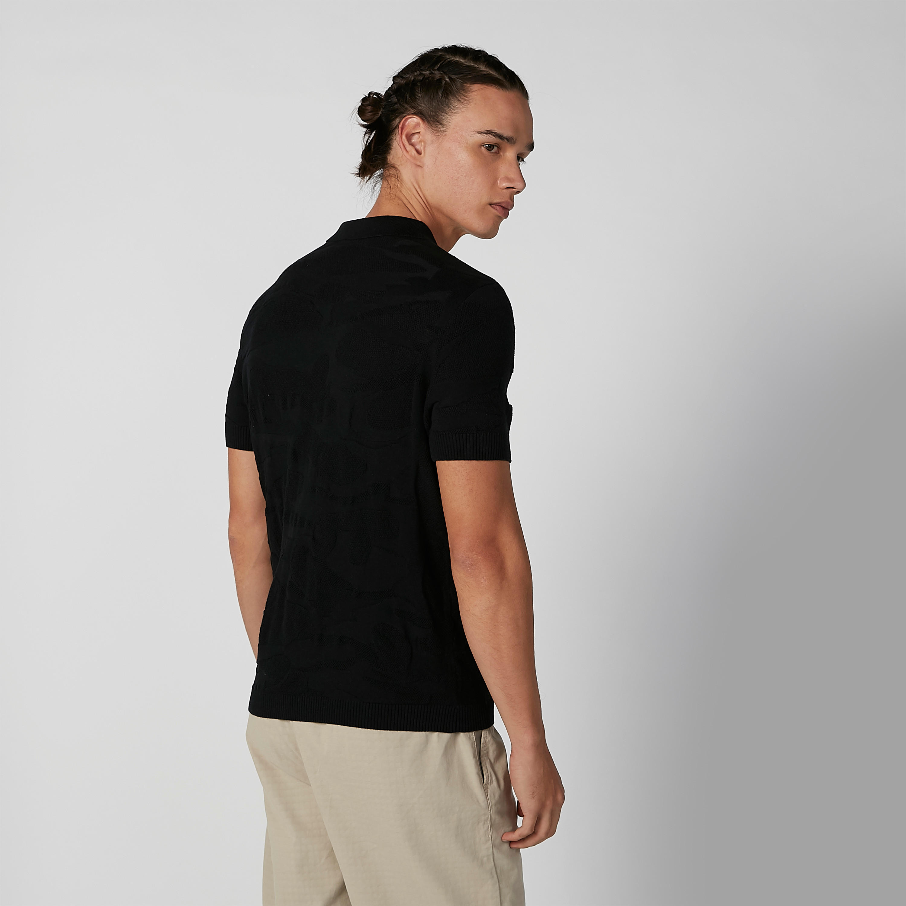 Iconic Textured T-shirt with Polo Neck and Short Sleeves-men-clothing-tshirtsandpolos-polos-image-5