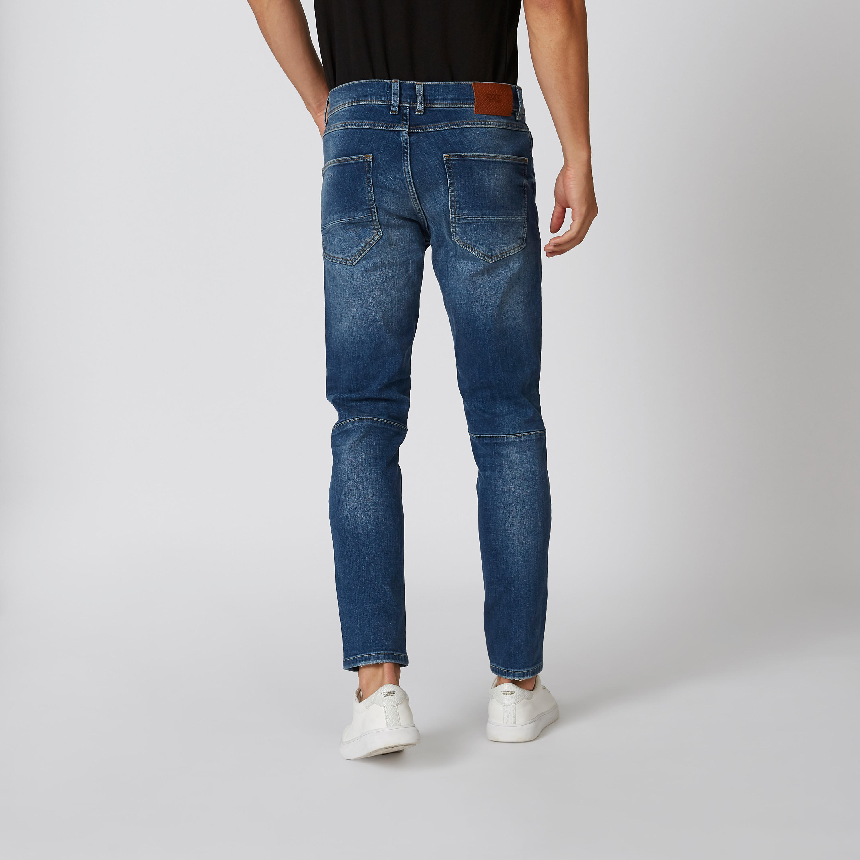 بنطلون جينز ممزّق بقصّة سليم وجيوب وحلقات للحزام من آيكونيك-men-clothing-bottoms-jeans-image-2