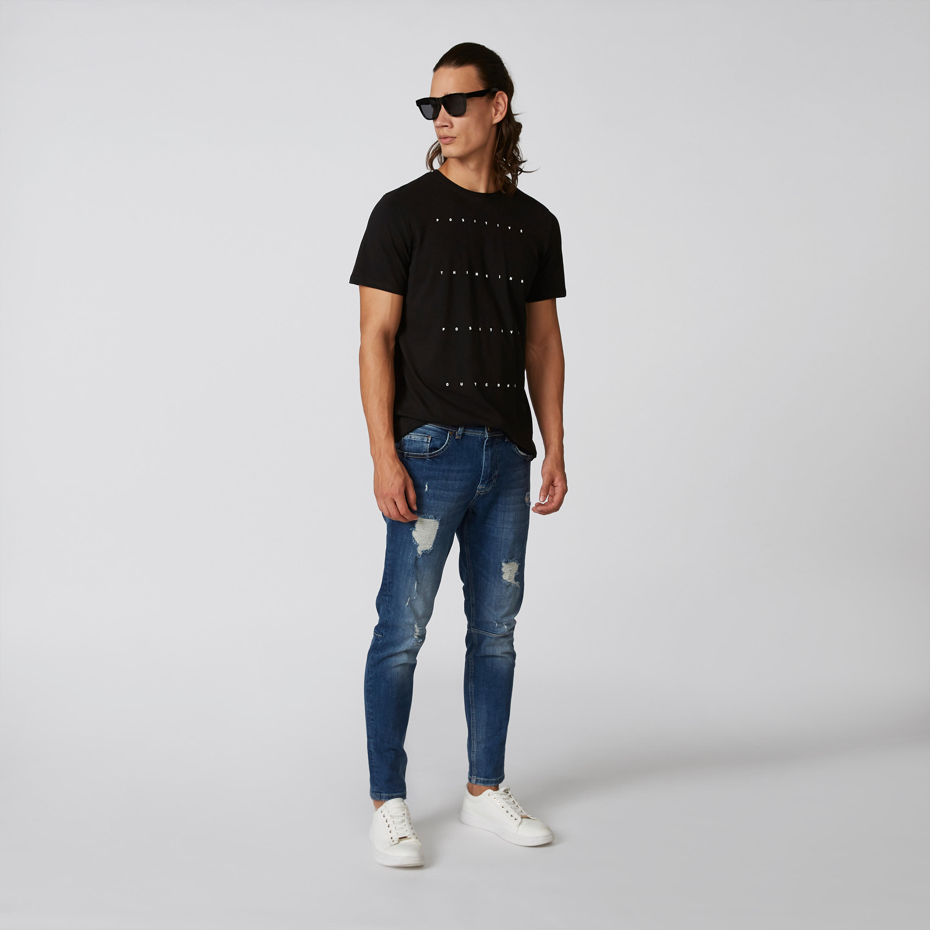 بنطلون جينز ممزّق بقصّة سليم وجيوب وحلقات للحزام من آيكونيك-men-clothing-bottoms-jeans-image-3