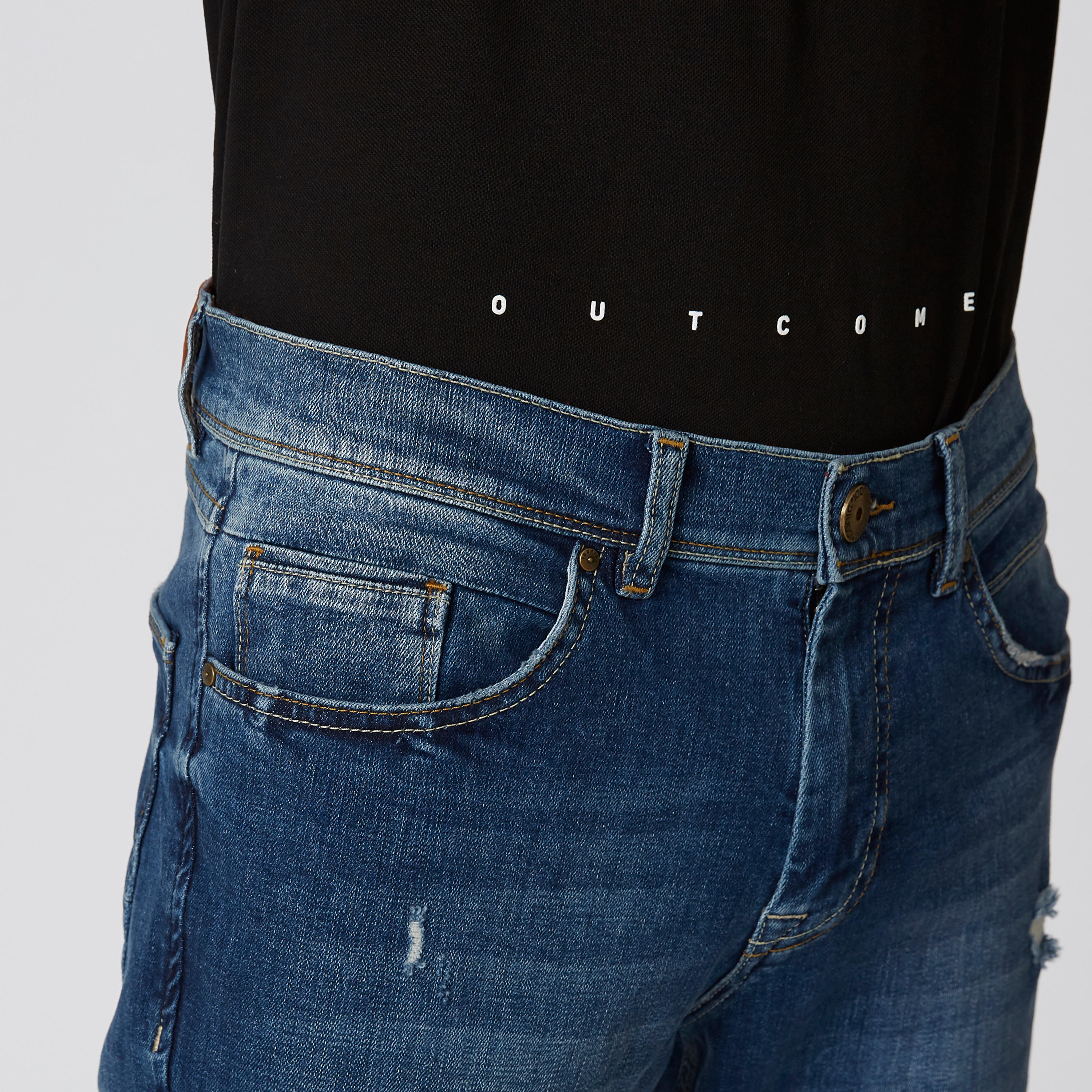 بنطلون جينز ممزّق بقصّة سليم وجيوب وحلقات للحزام من آيكونيك-men-clothing-bottoms-jeans-image-5
