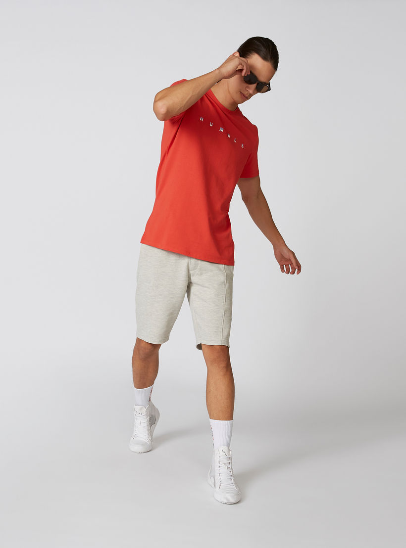Iconic Slim Fit Textured Shorts with Drawstring Waistband-men-clothing-bottoms-shorts-image-1