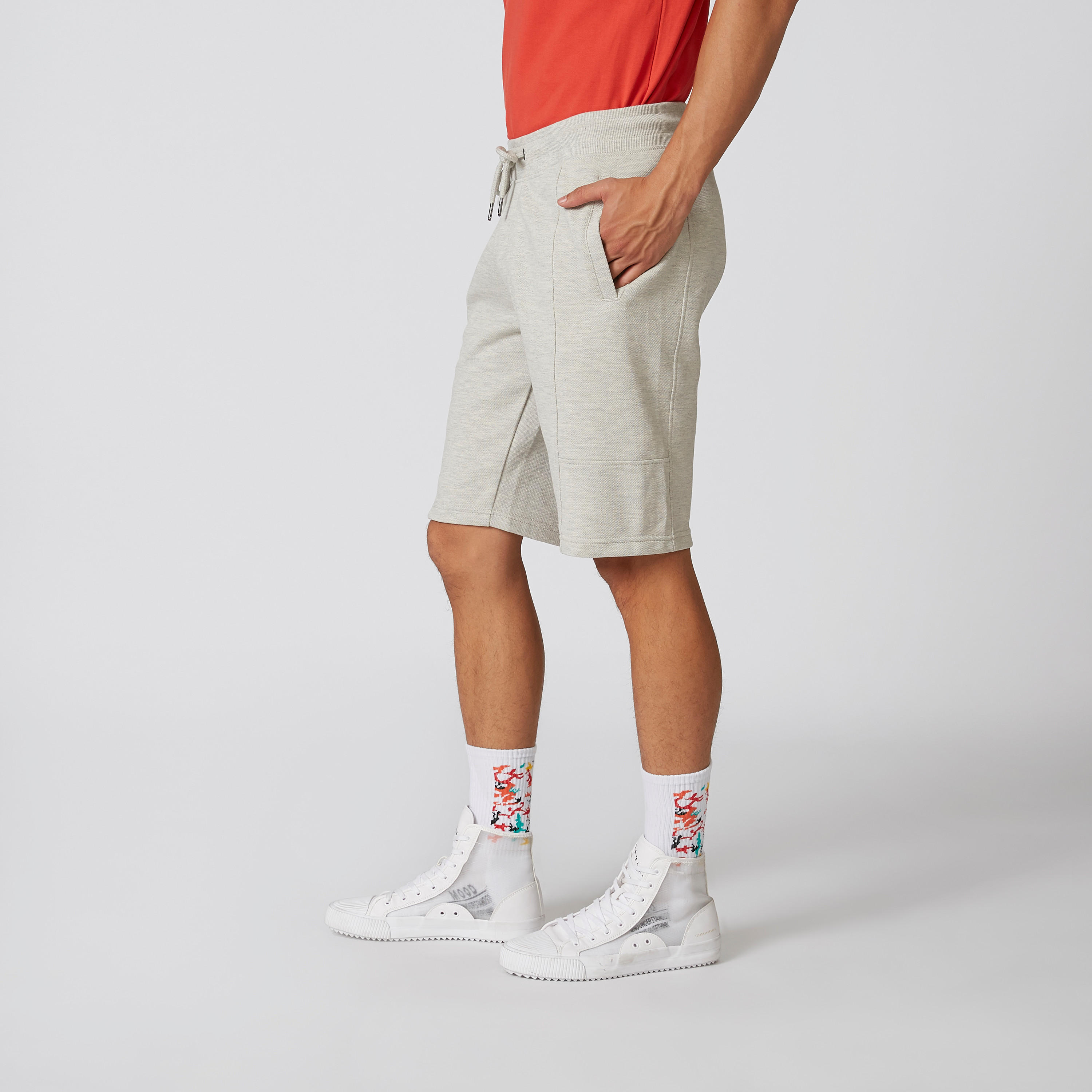 Iconic Slim Fit Textured Shorts with Drawstring Waistband-men-clothing-bottoms-shorts-image-4